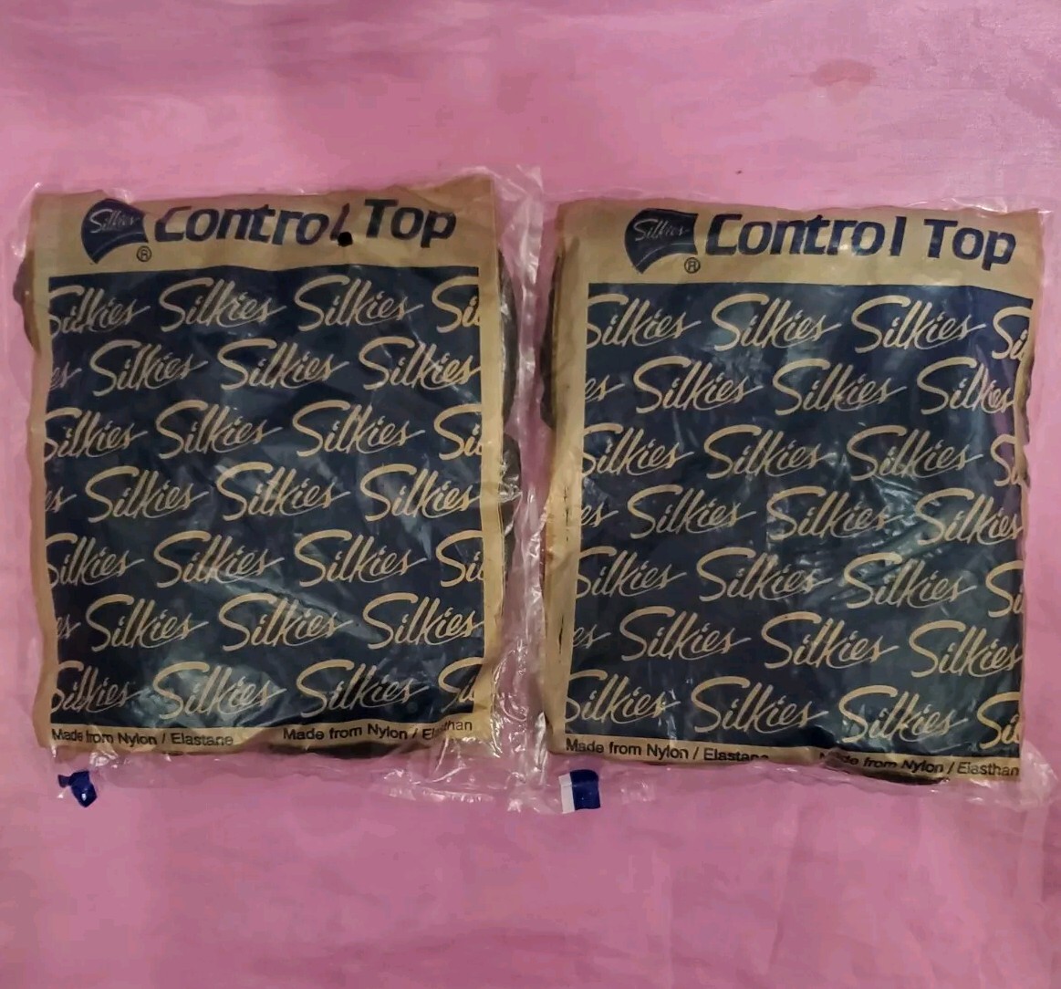 Vtg Silkies Control Top Pantyhose Lot of 2 JET BLAC EXTRA TALL X-Tall Sissy Hose