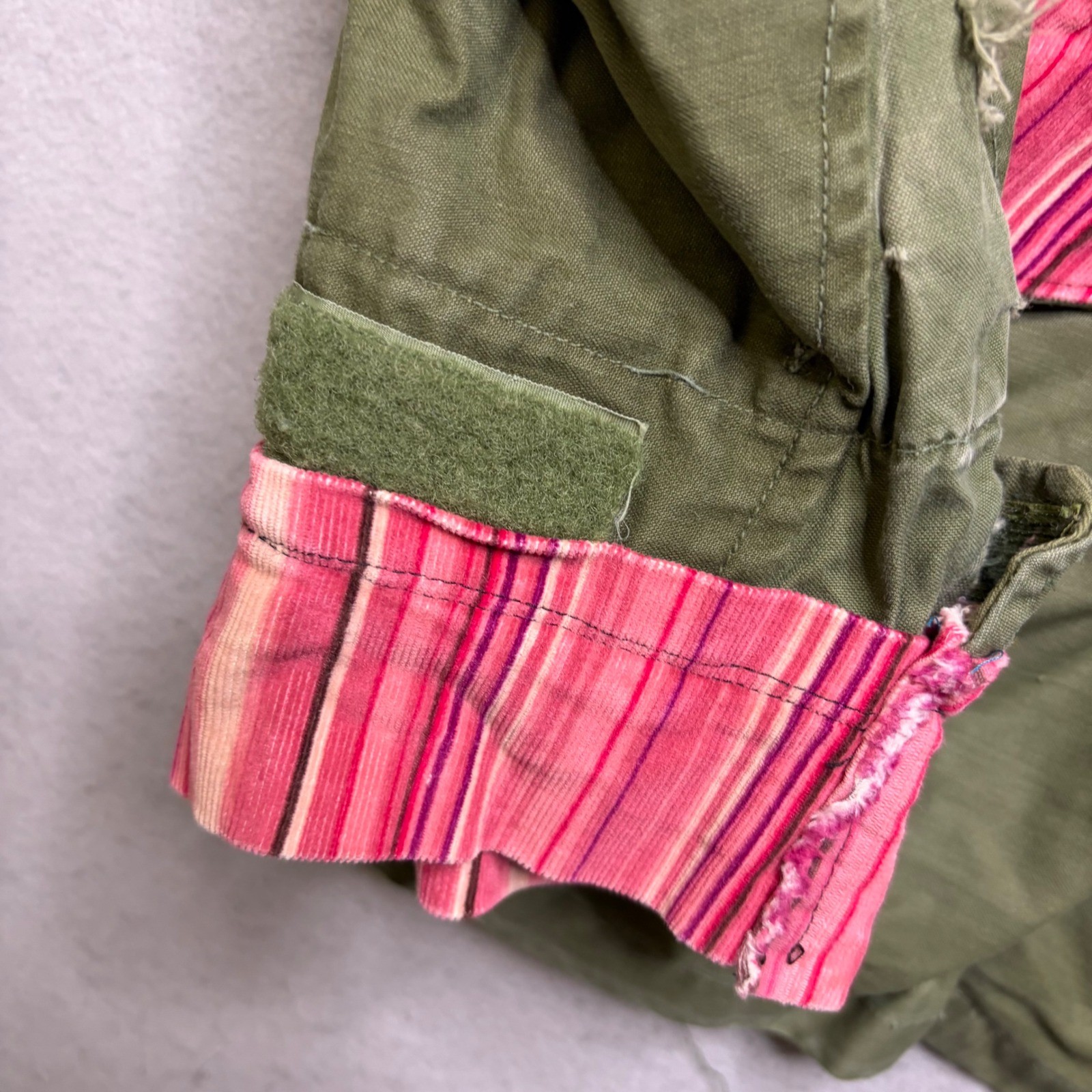 Vintage Military Field Jacket Women M Olive Green Patchwork 90s Distressed M-65