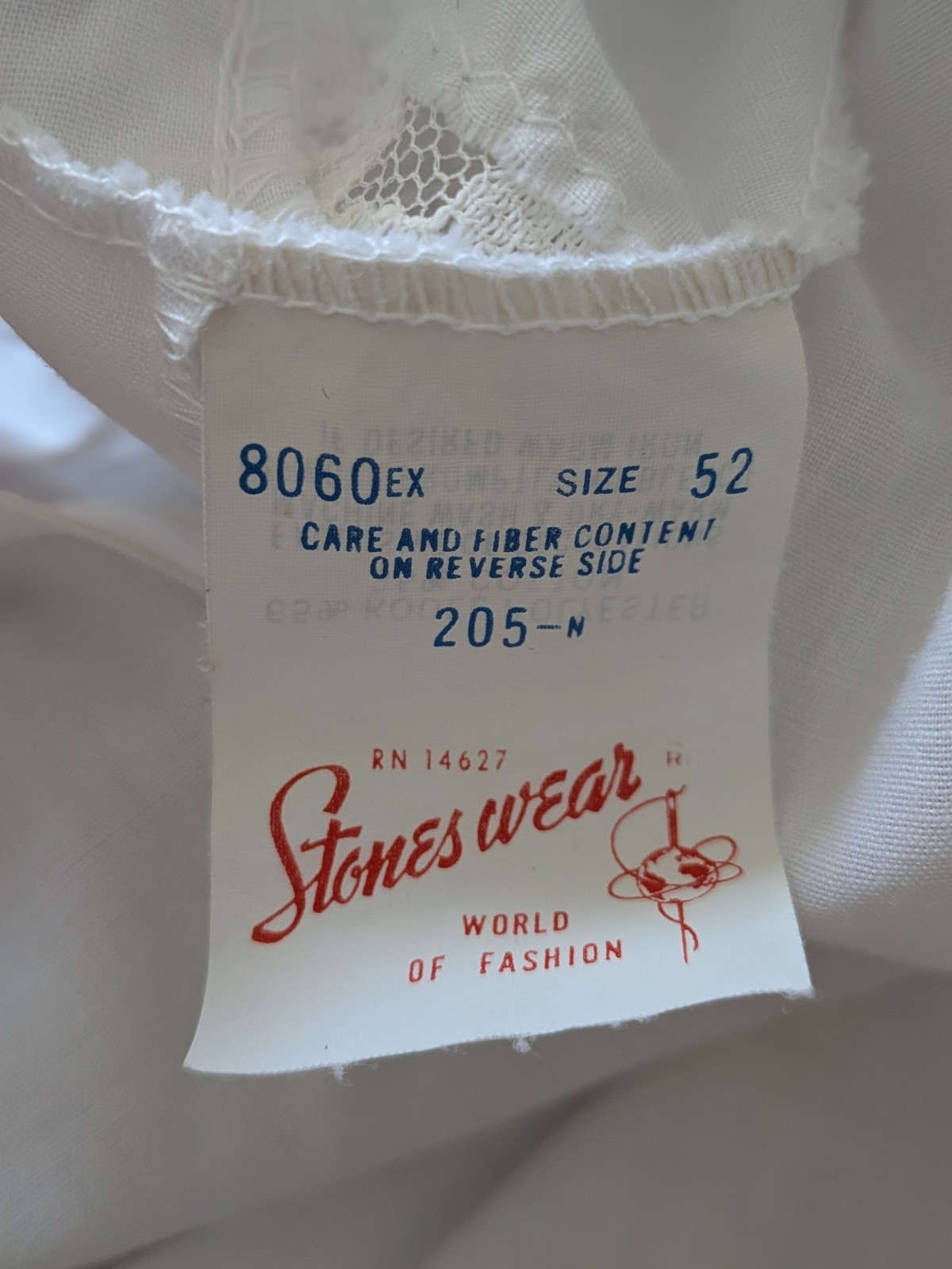 SZ 52! SEMI SHEER!😍Vntg Stoneswear Full Dress Slip Nightgown Poly Cotton Lace