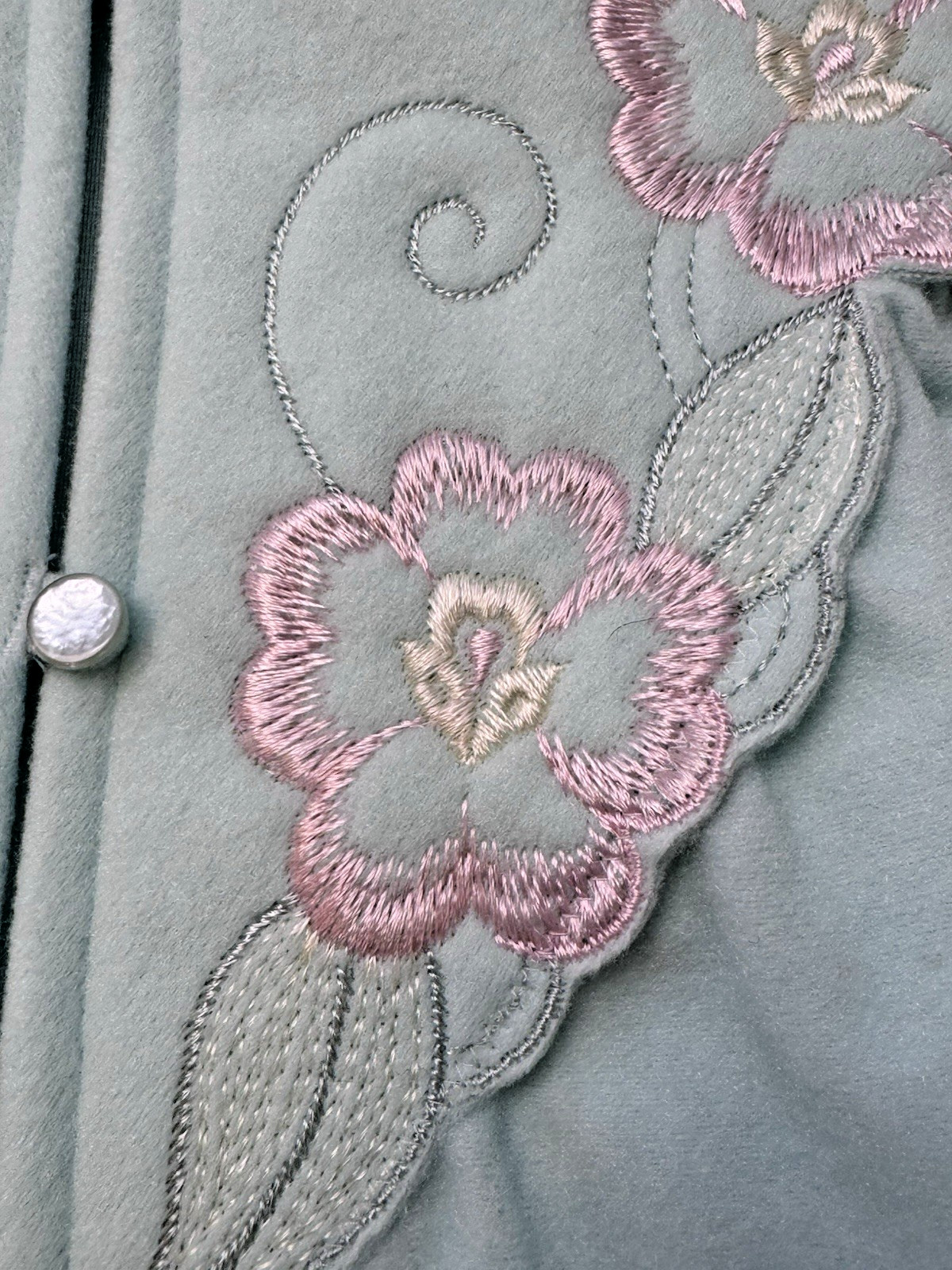 VTG Shadowline Fleece Bed Jacket Robe Embroidery NOS w/Tag 80’s Cottagecore S/M