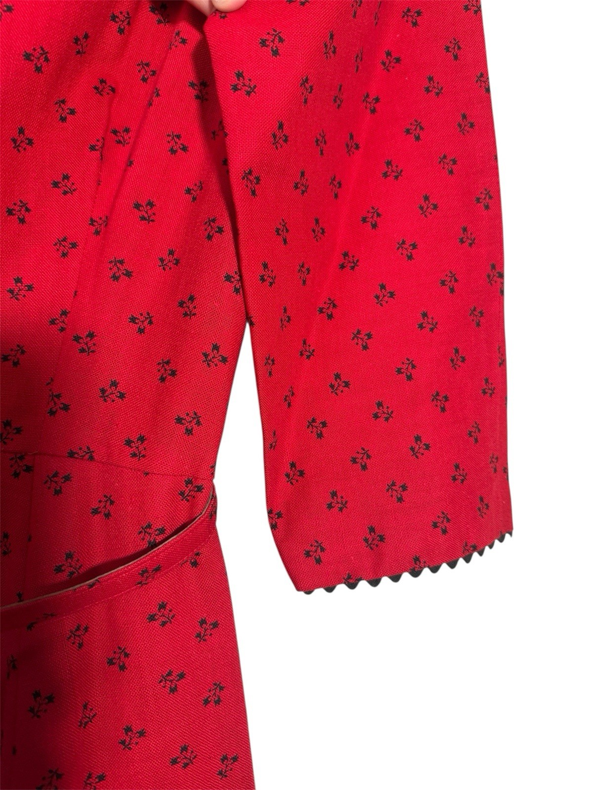Vintage Lanz Original Red Floral Button Front Dress 1950s-60s Austrian Style S