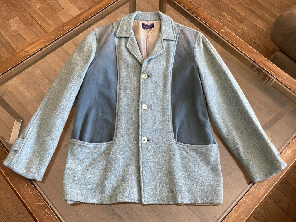 Vintage Pendleton Wool Womens Jacket Pockets Lined 2-Tone Blue Panelled 1960s