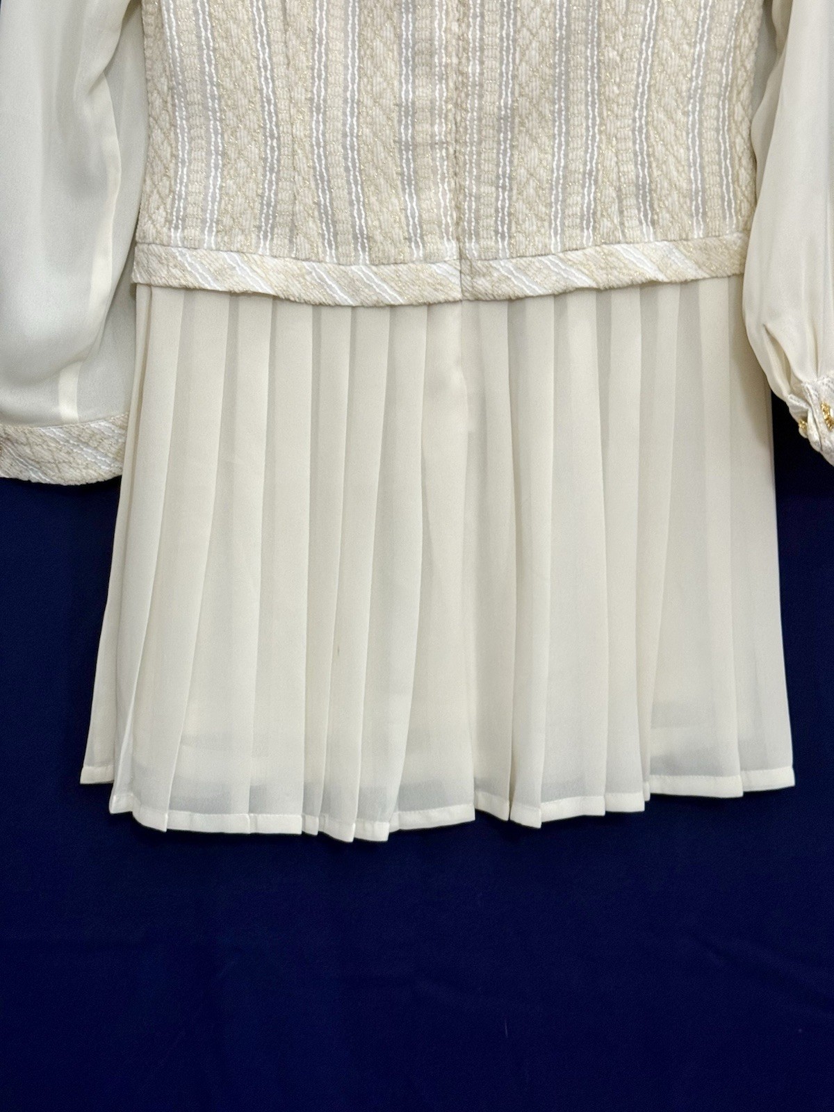 NWOT VTG 90s Clara Yoon Original Korea Designer Dress Quiet Luxury Gold Ivory M