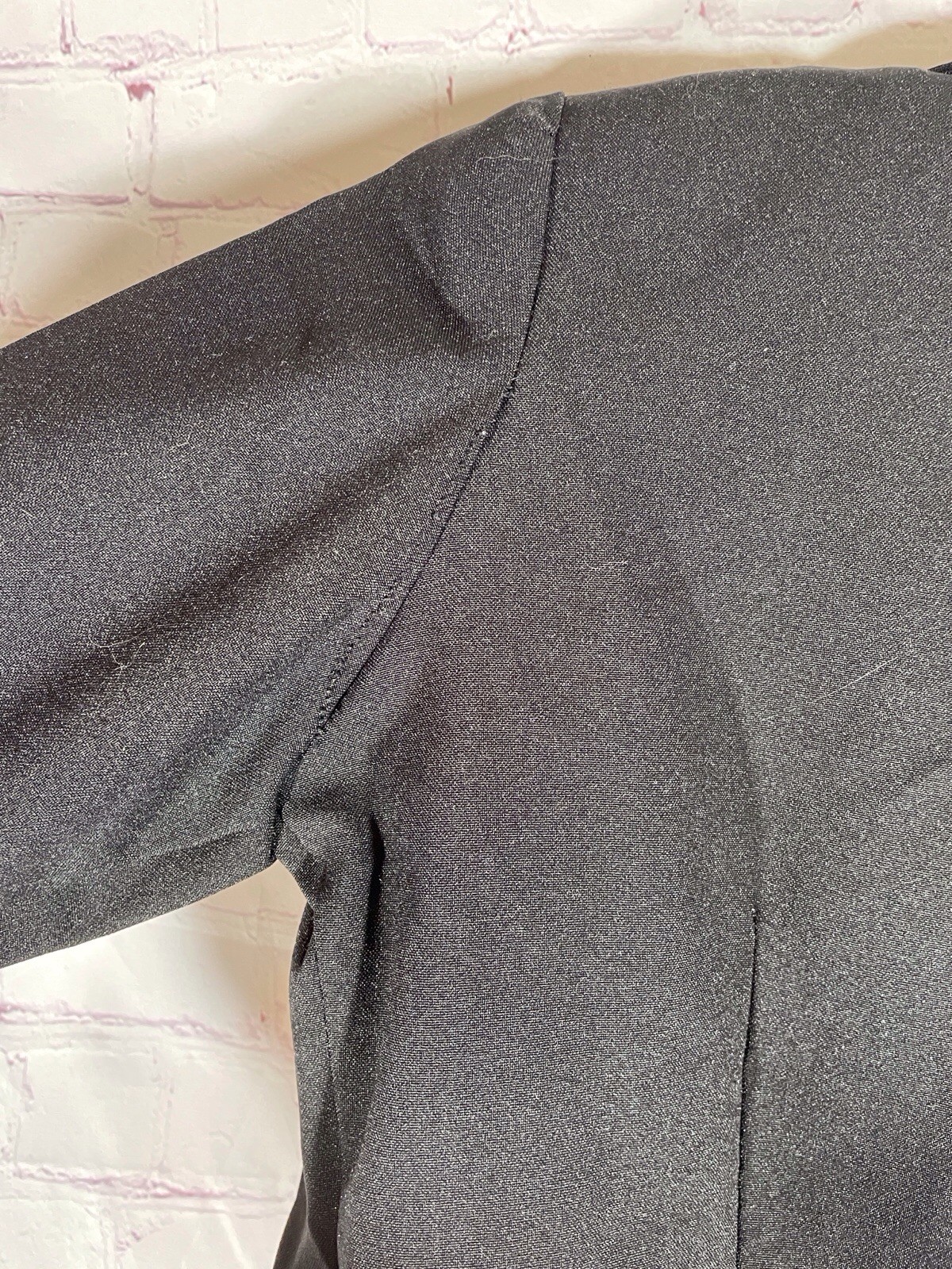 Vintage Expressions Full Zip Black Blazer With Green Houndstooth Cuffs Size 6