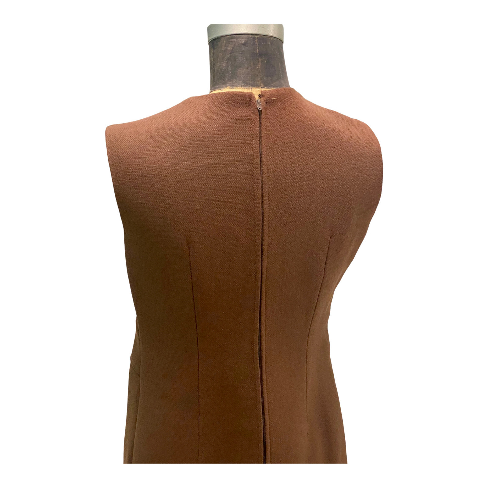 Vintage 1950s Brown Wool Coat Black Persian Lamb Trim & Dress Small