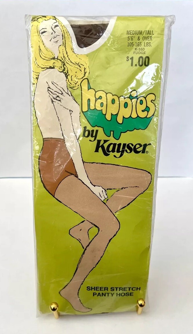 Vintage Happies Pantyhose Size M/T, K-160 FUDGE Sheer, Kayser Hosiery 1960s
