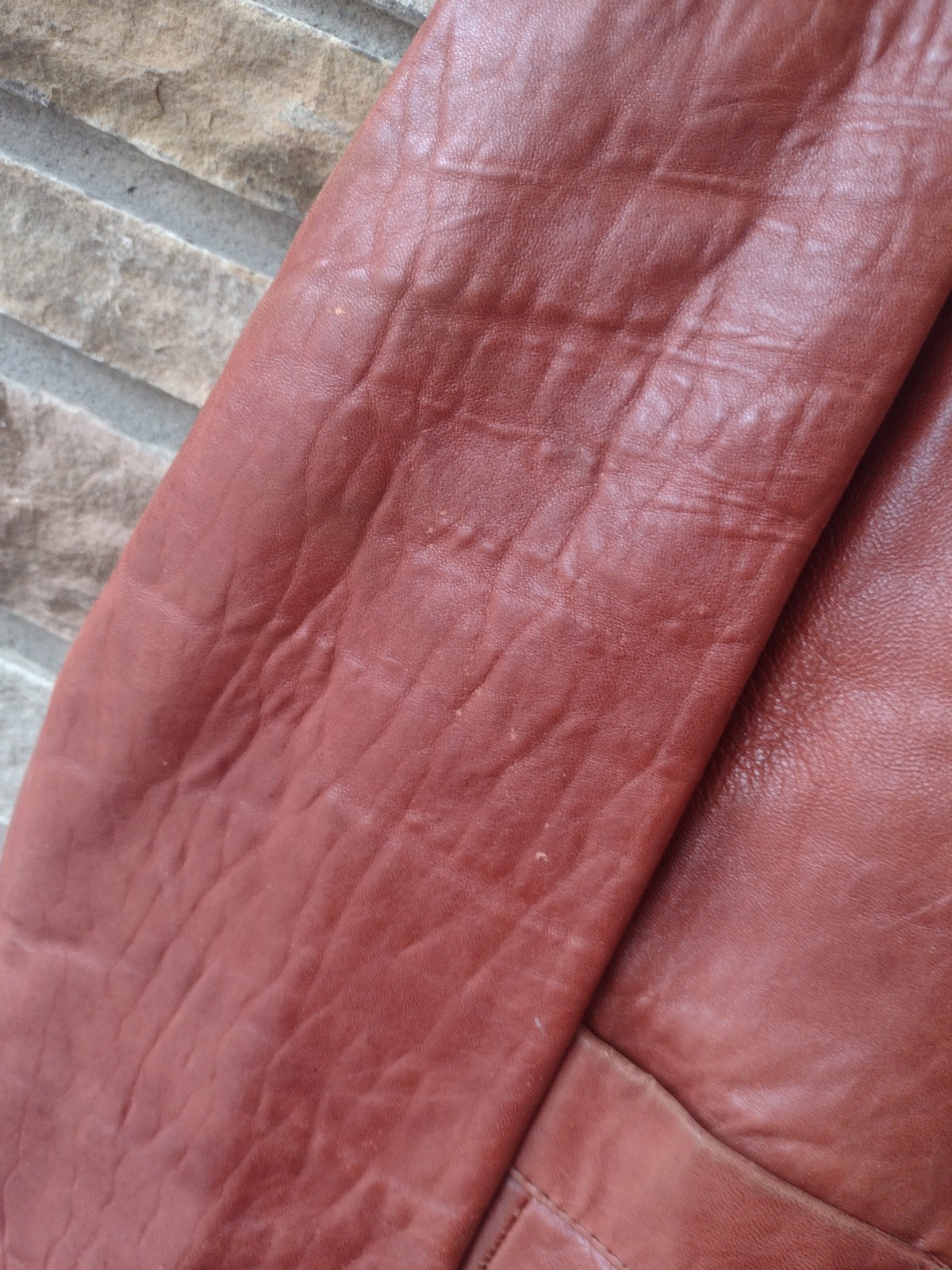 Vintage 70s Remy Lambskin Leather Jacket Cognac Brown Distressed Size S/M