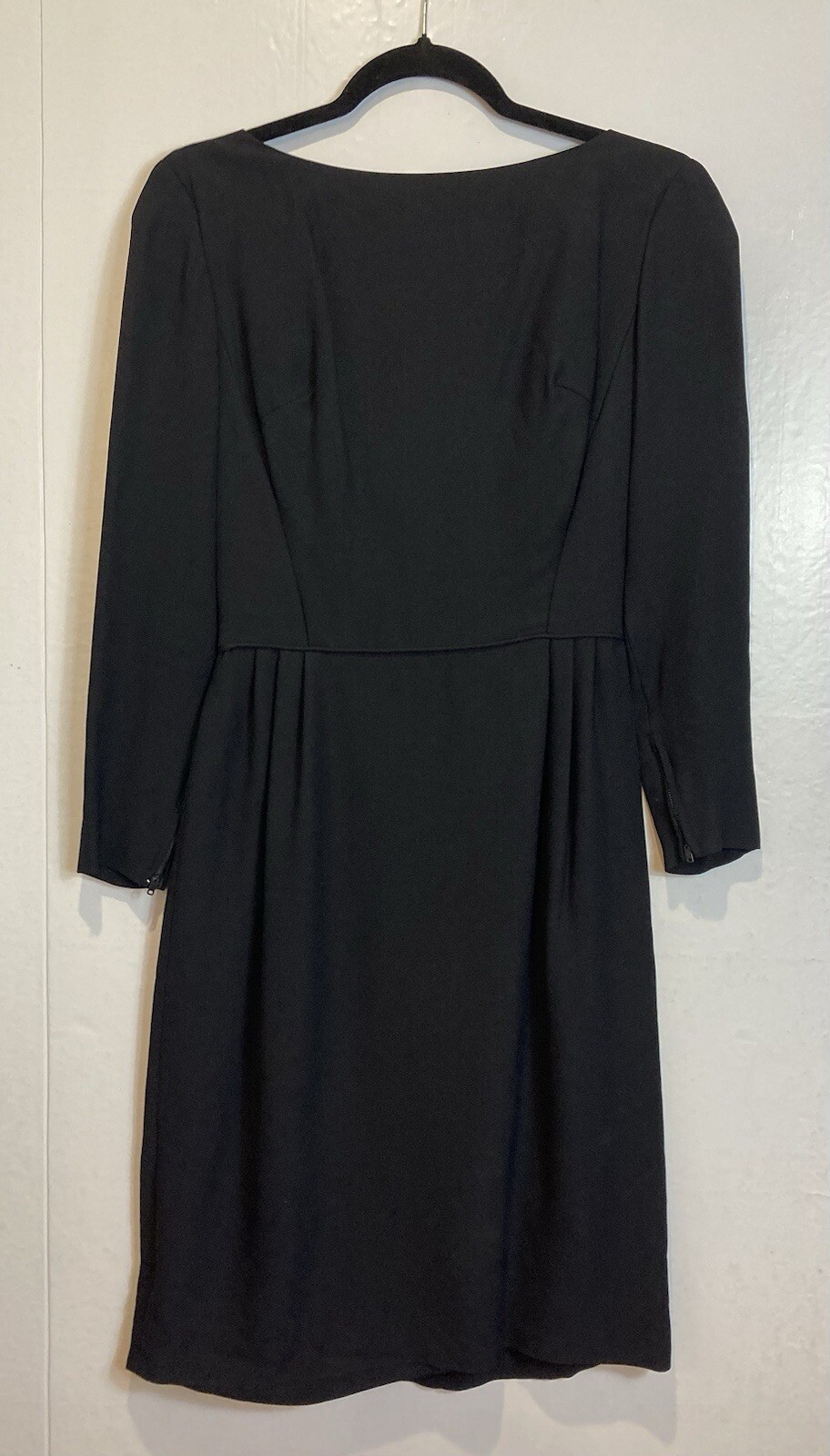 Vintage Another Ann Barry Jr Dress Size 13 Black Draped Back Zippers 60s Goth