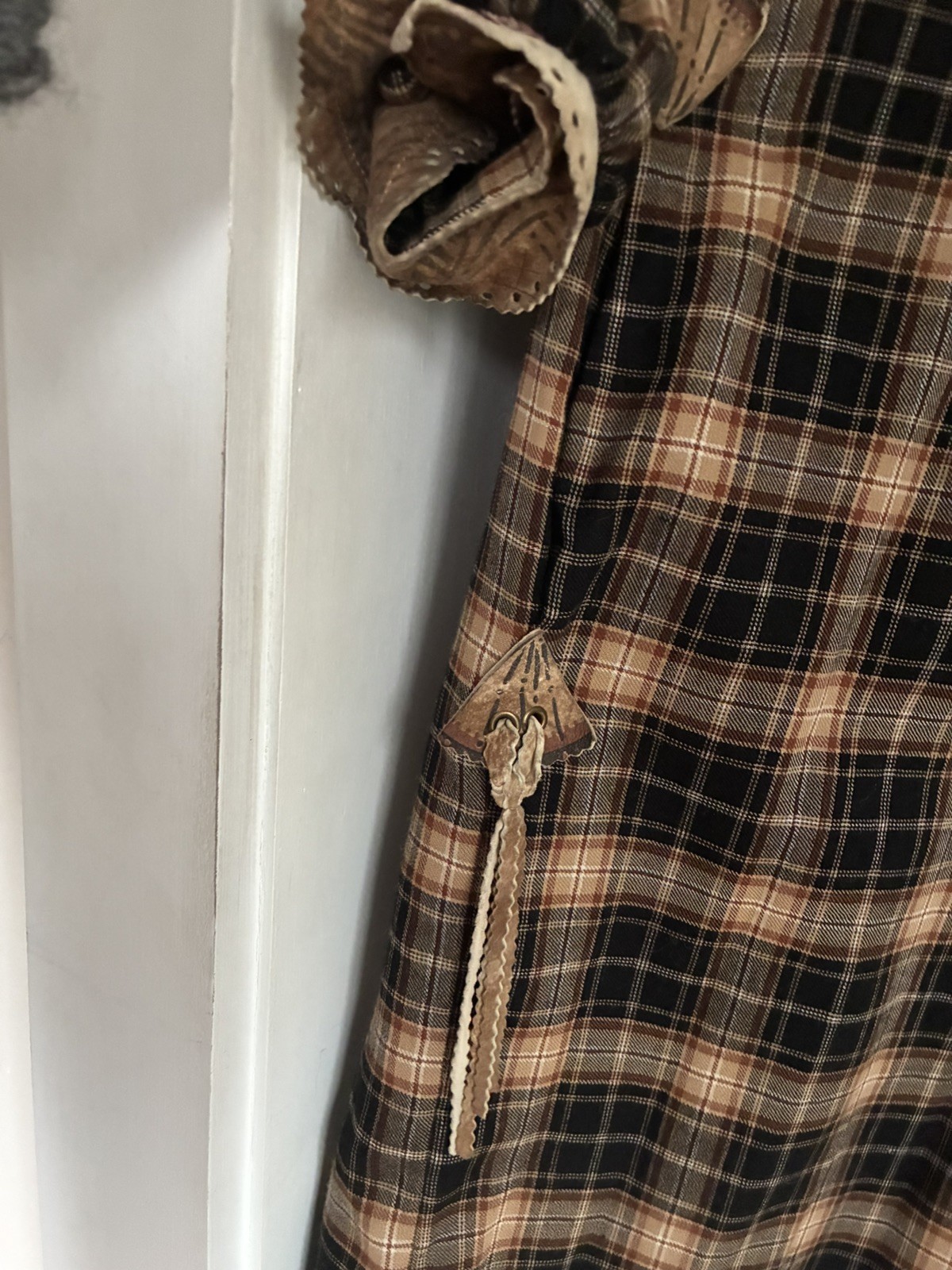 Zandra Rhodes vintage 1983 Mount Olympus Collection Plaid/Suede Dress *RARE*