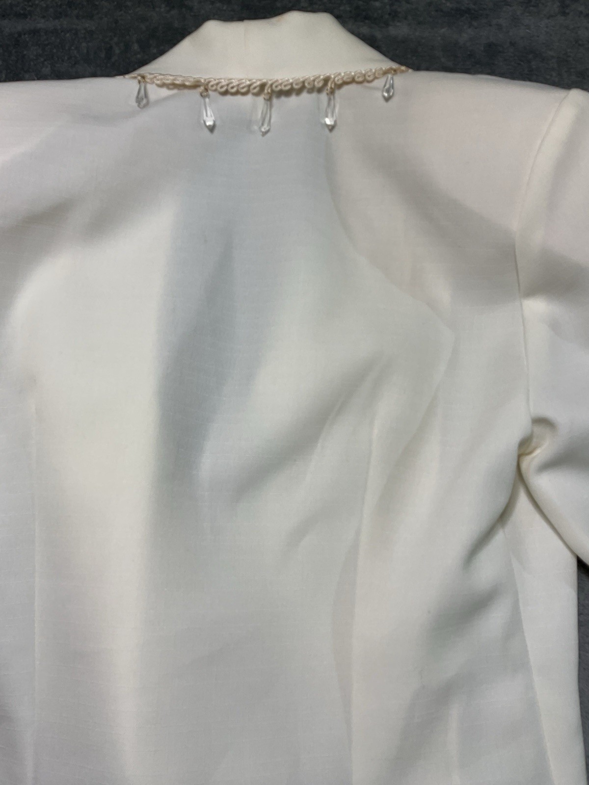VTG 80s White Blazer Dress ILGWU USA Beaded Bridal Minimalist Power Dress 8