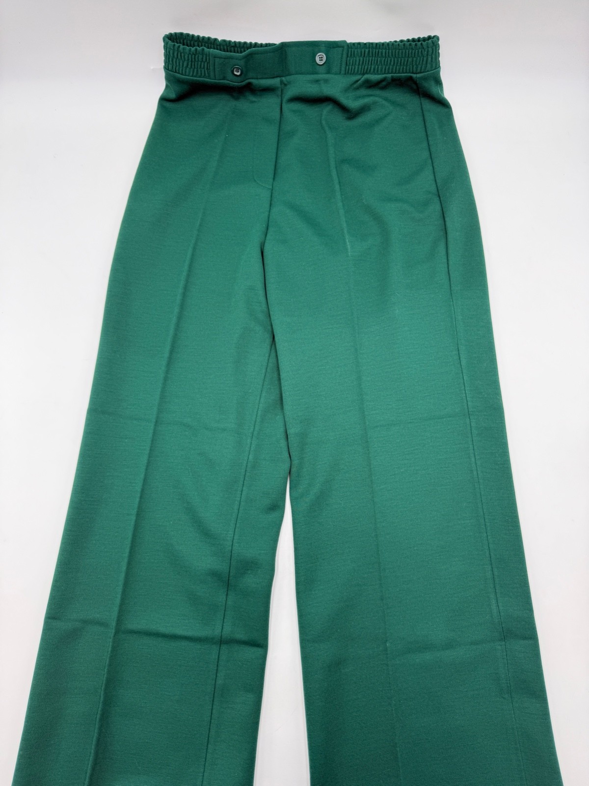 Vintage Womens 1970s Bell Bottom Pants Stretch Waist Polyester Knit Size 18