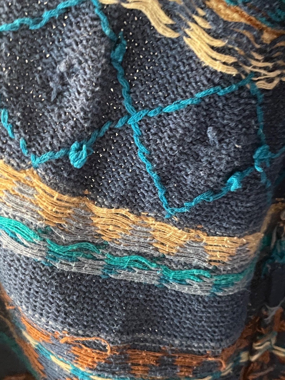 Vintage Segrets Sun Prints – Sweater Vest – Blue/Brown – Cotton/Ramie – Sz L