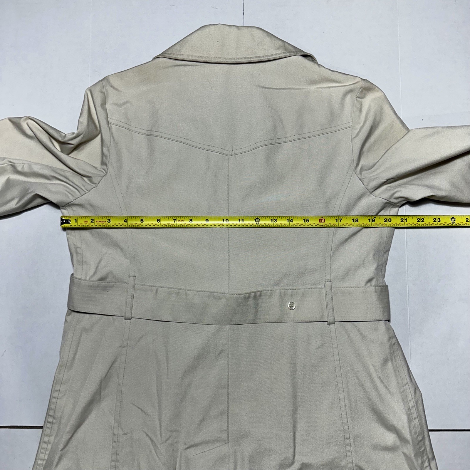 London Fog Maincoats VTG Women’s Long Beige Rain Trench Coat w/Belt Size 12 Reg