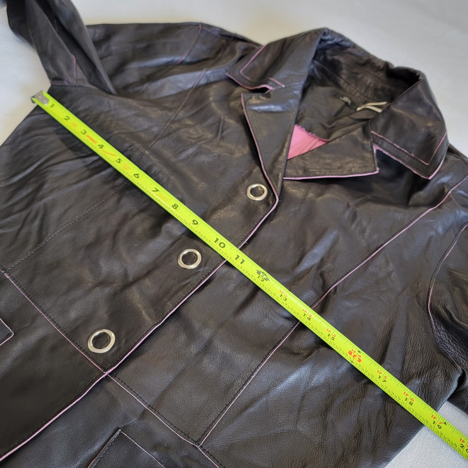 VTG 90s Jax Black Lambskin Leather Blazer Soft Tailored Short Jacket Womens S/M
