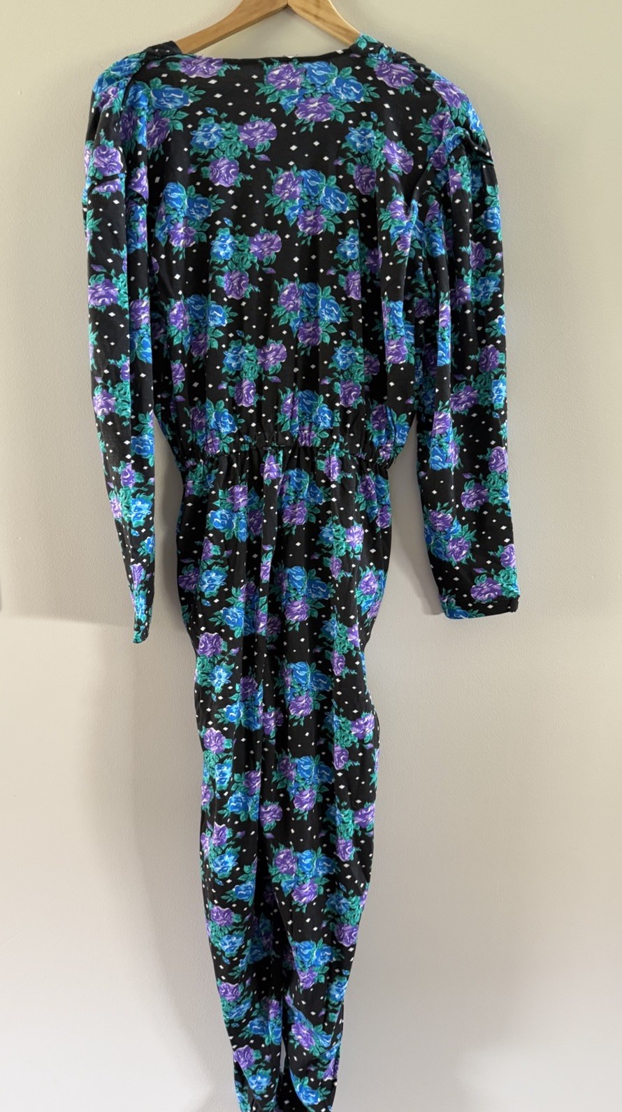 vintage floral jumpsuit 80s Mooncraft made in USA w/pockets Size medium