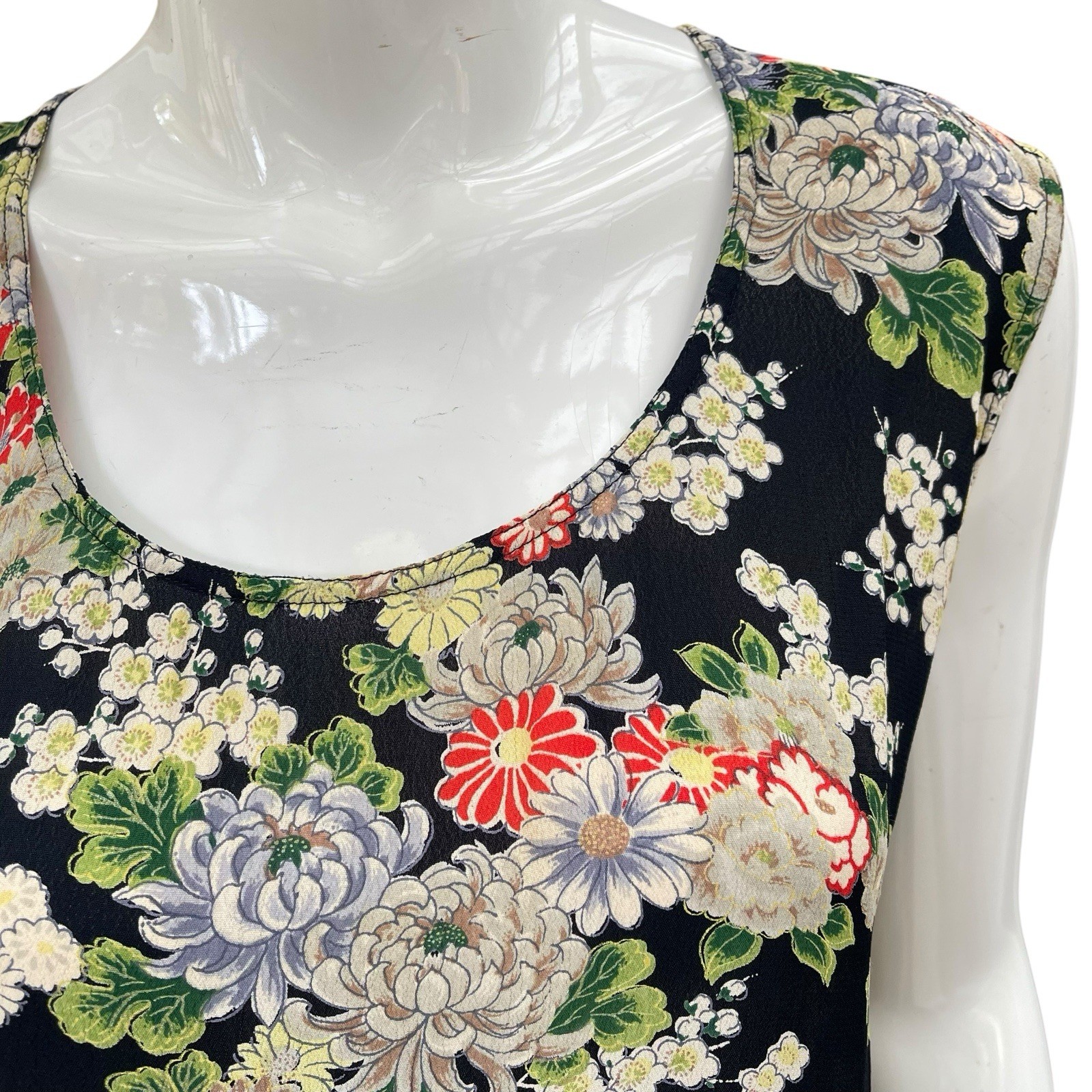 Vintage 90’s Rayon Sheath Maxi Dress Chrysanthemum Print French Connection, M