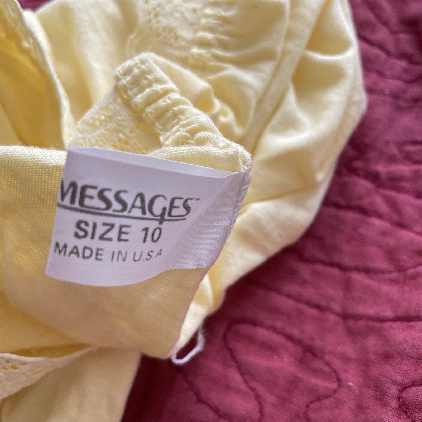 NOS NWT Vintage 70s 80s Messages Cotton Yellow Size 10 Granny Sissy Panties Lace