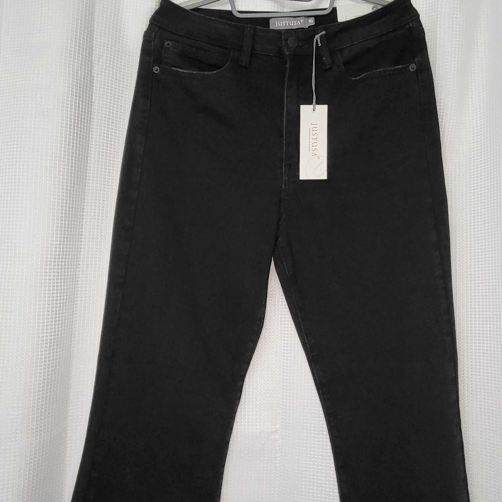 JUST USA Vintage 90s Style Y2K Denim Skinny Flare Jeans Mid Rise Washed Black 10