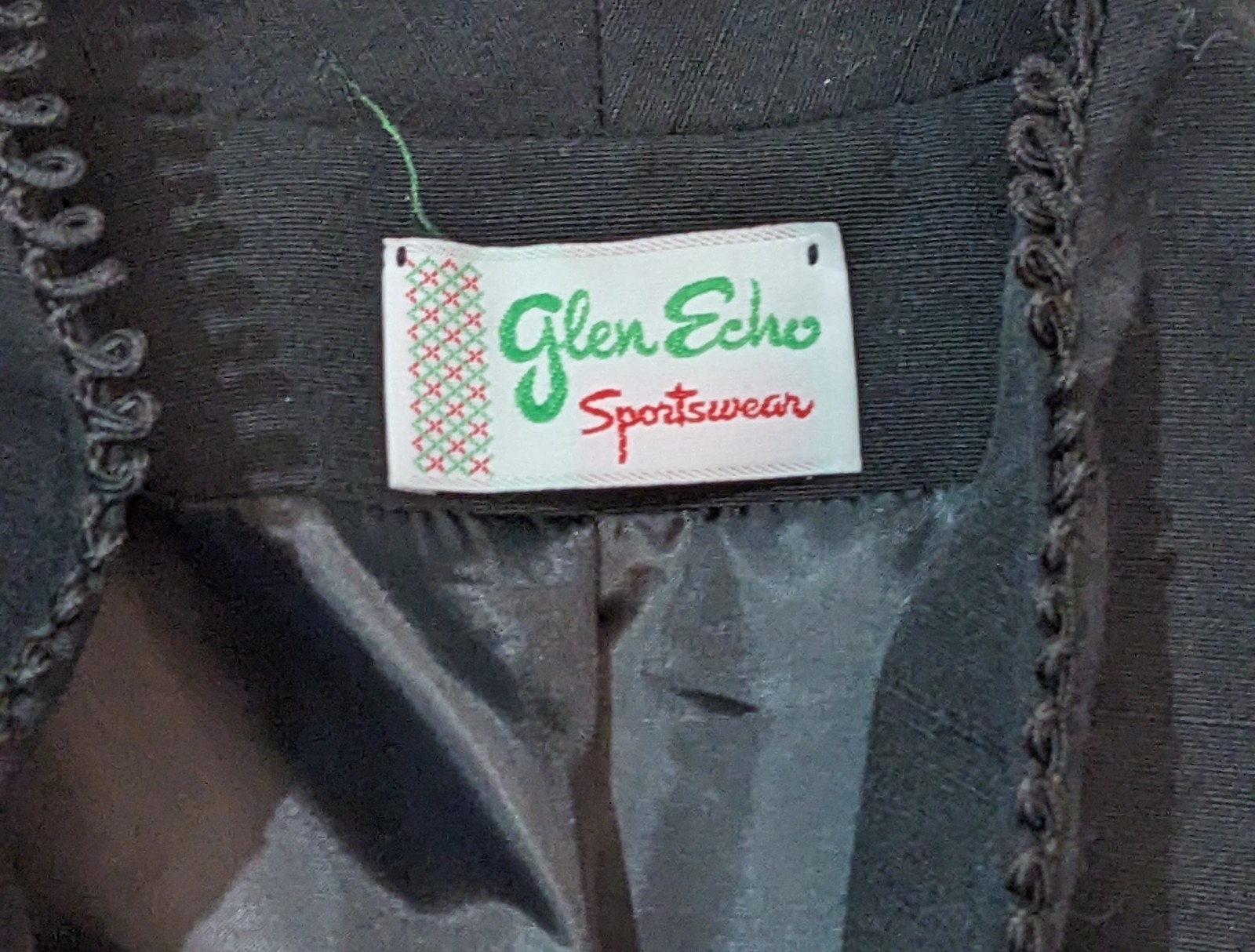 Glen Echo Sportswear Vintage Black Open Front Blazer Size M Preowned