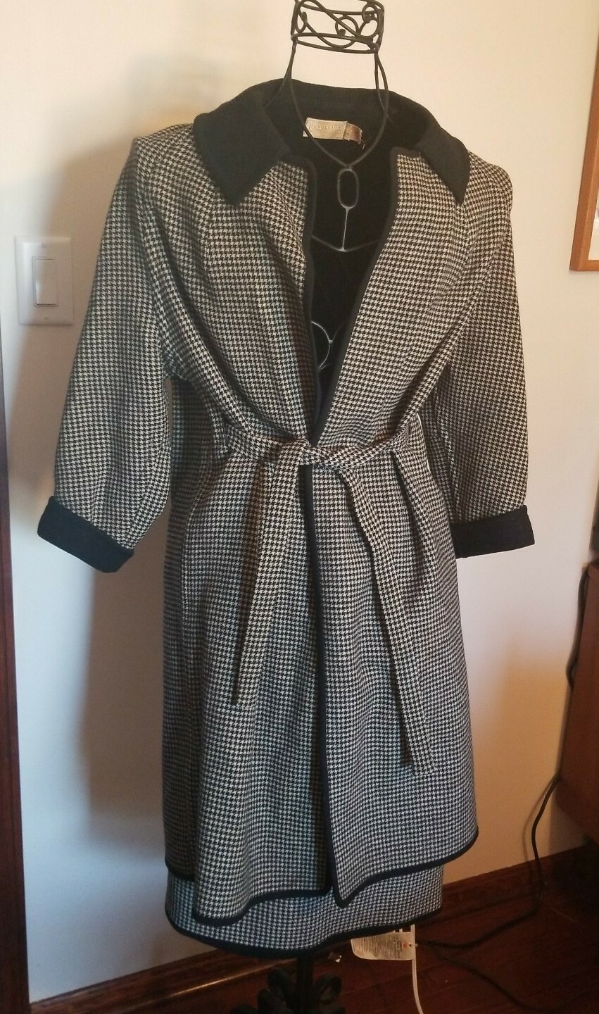 Vintage 1950s Pendleton Woman’s Coat & Skirt Size 8 Black & White Houndstooth