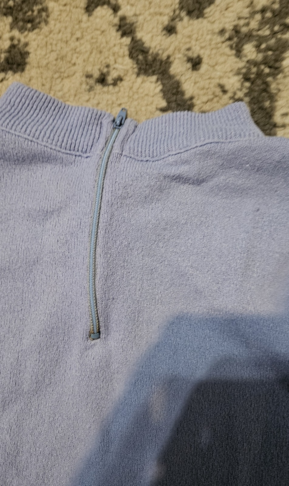 Vintage Kingsley Womens Mock Neck Sweater Periwinkle Blue Back Zip Knit Top