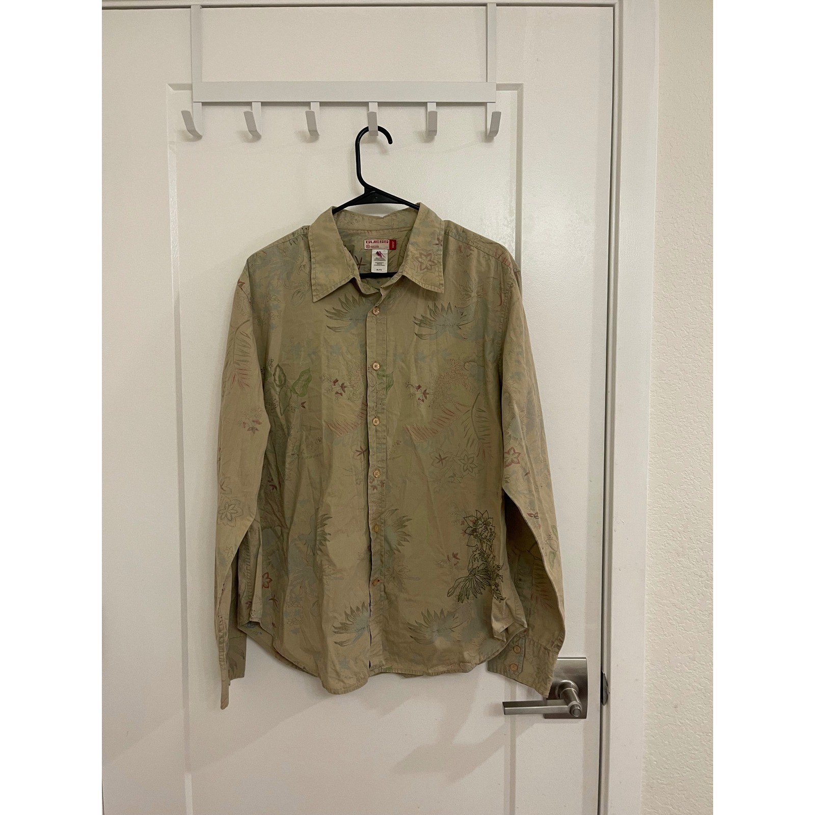Vintage Y2K Guess Button Down Shirt Floral Leaves Plants Chic Boho