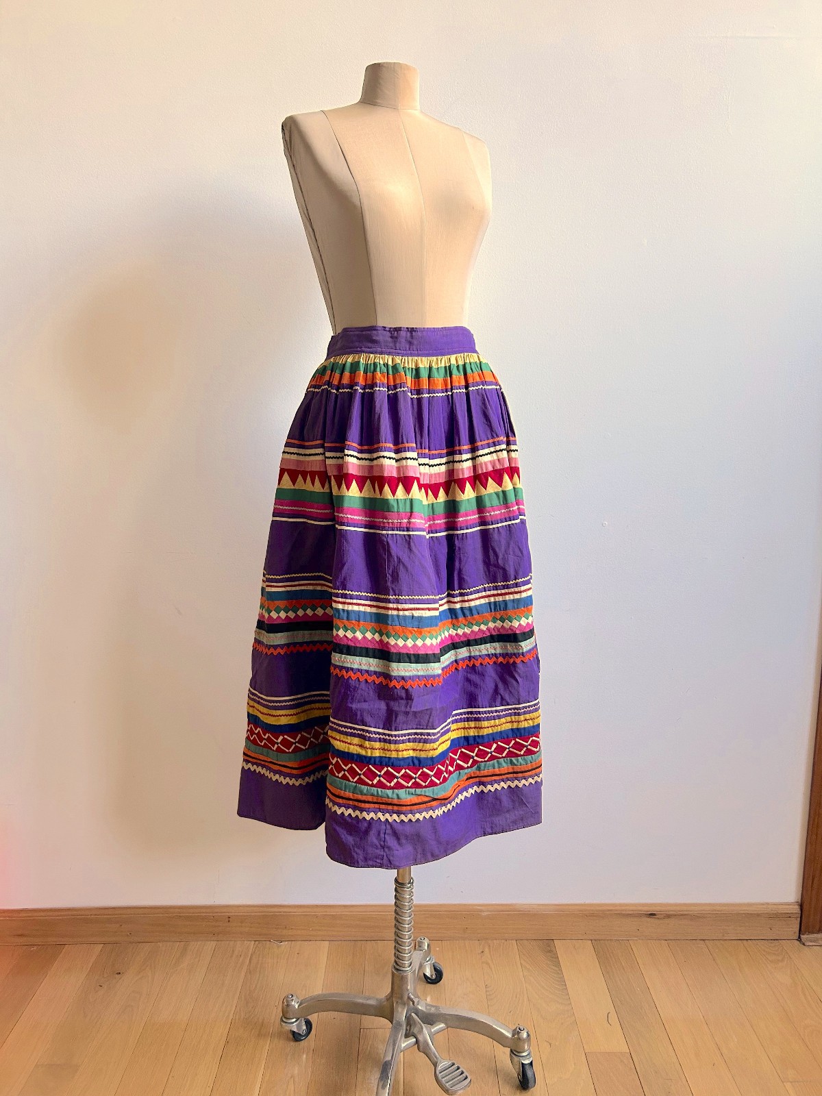 Vintage Colorful Native American Quilted Patchwork Skirt Seminole