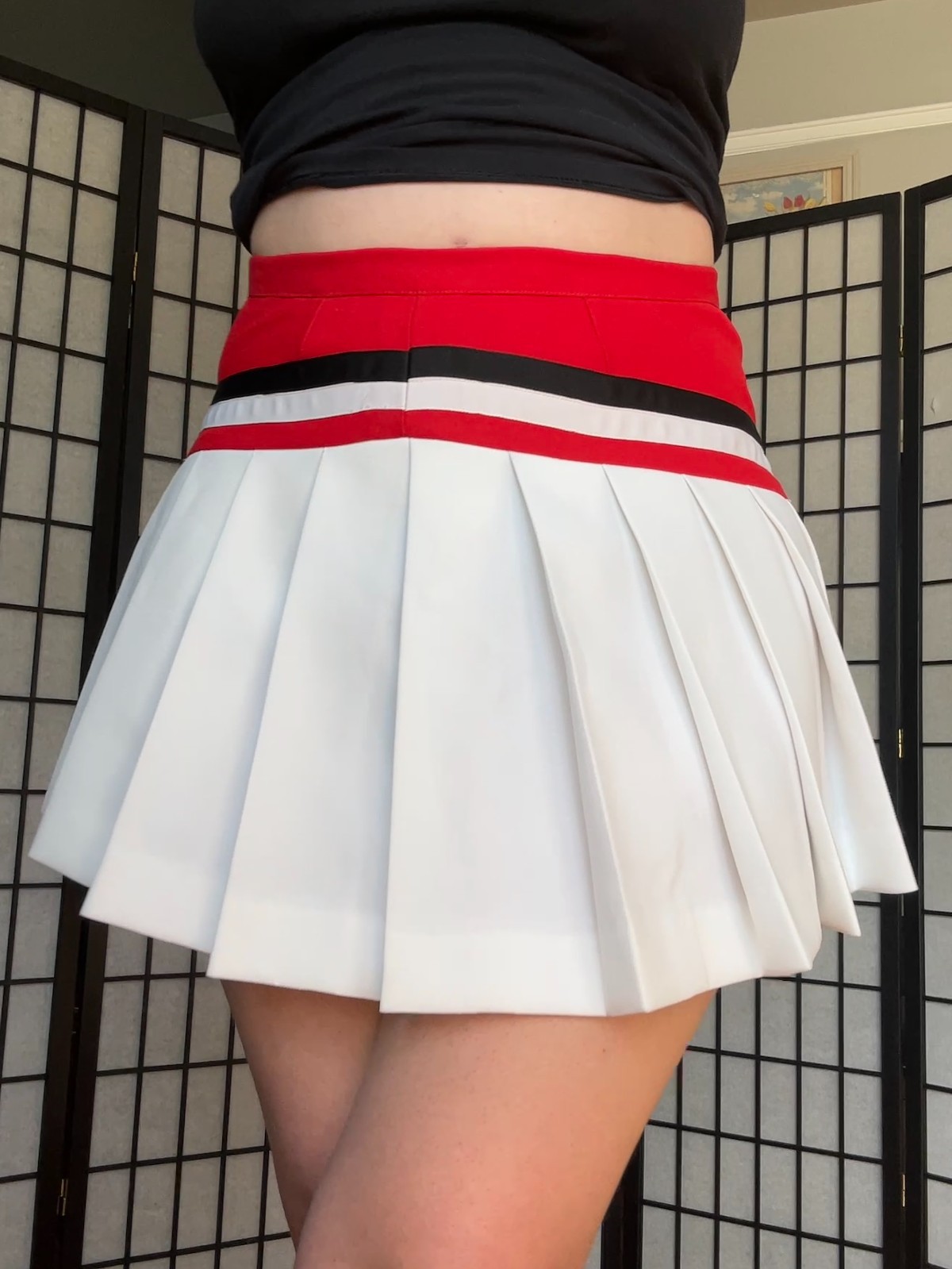 60s Mini Tennis Skirt (S) small white red vintage cheer womens preppy retro cute