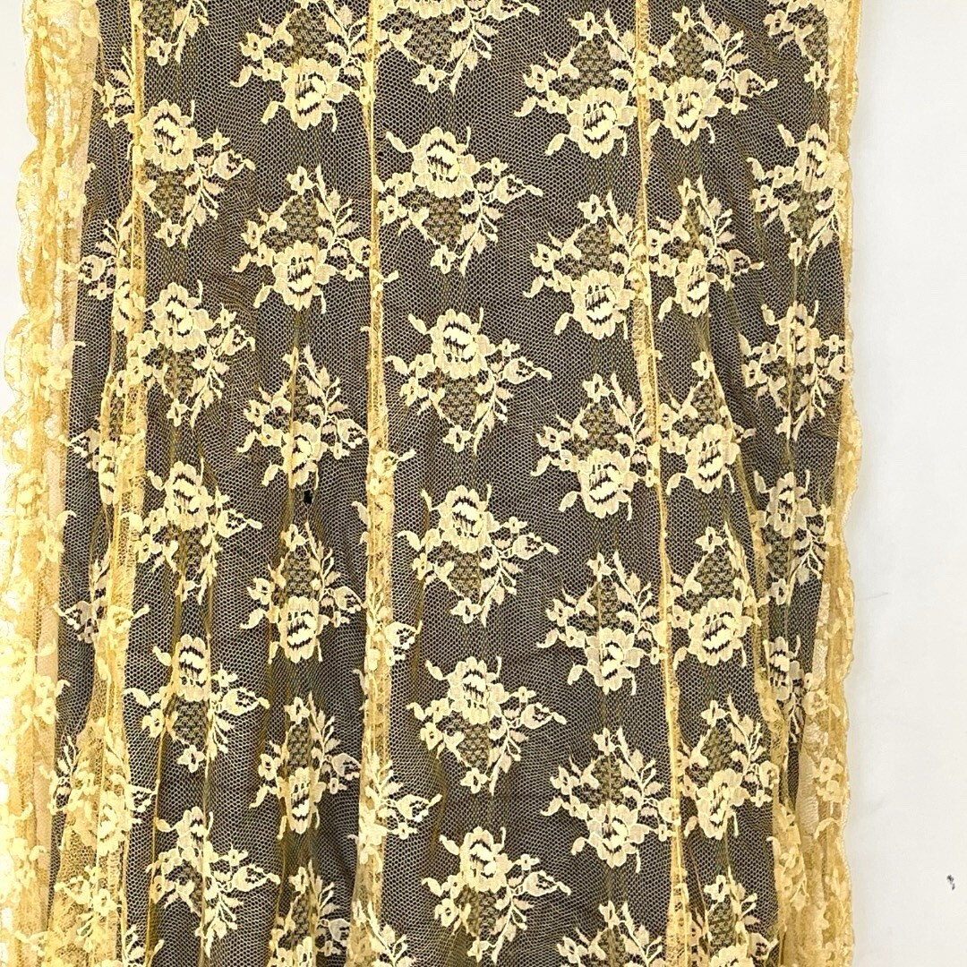 Vintage Sheer Yellow Crinkled Lacy Maxi Dress by Alexander Brown Whimsigoth 1990