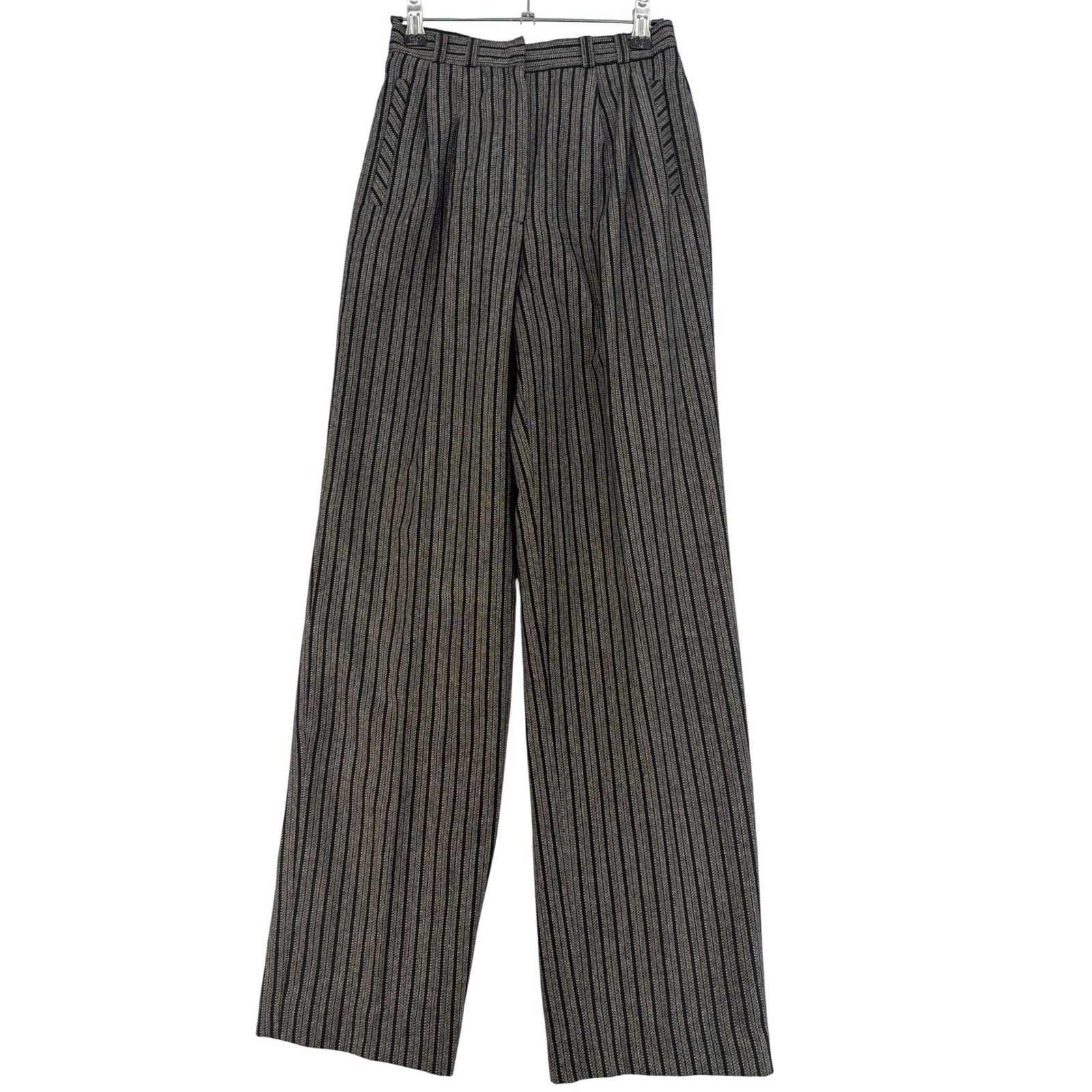 College Town Vintage Trousers 24 Black Grey Stripe Wool Blend Retro Boho USA