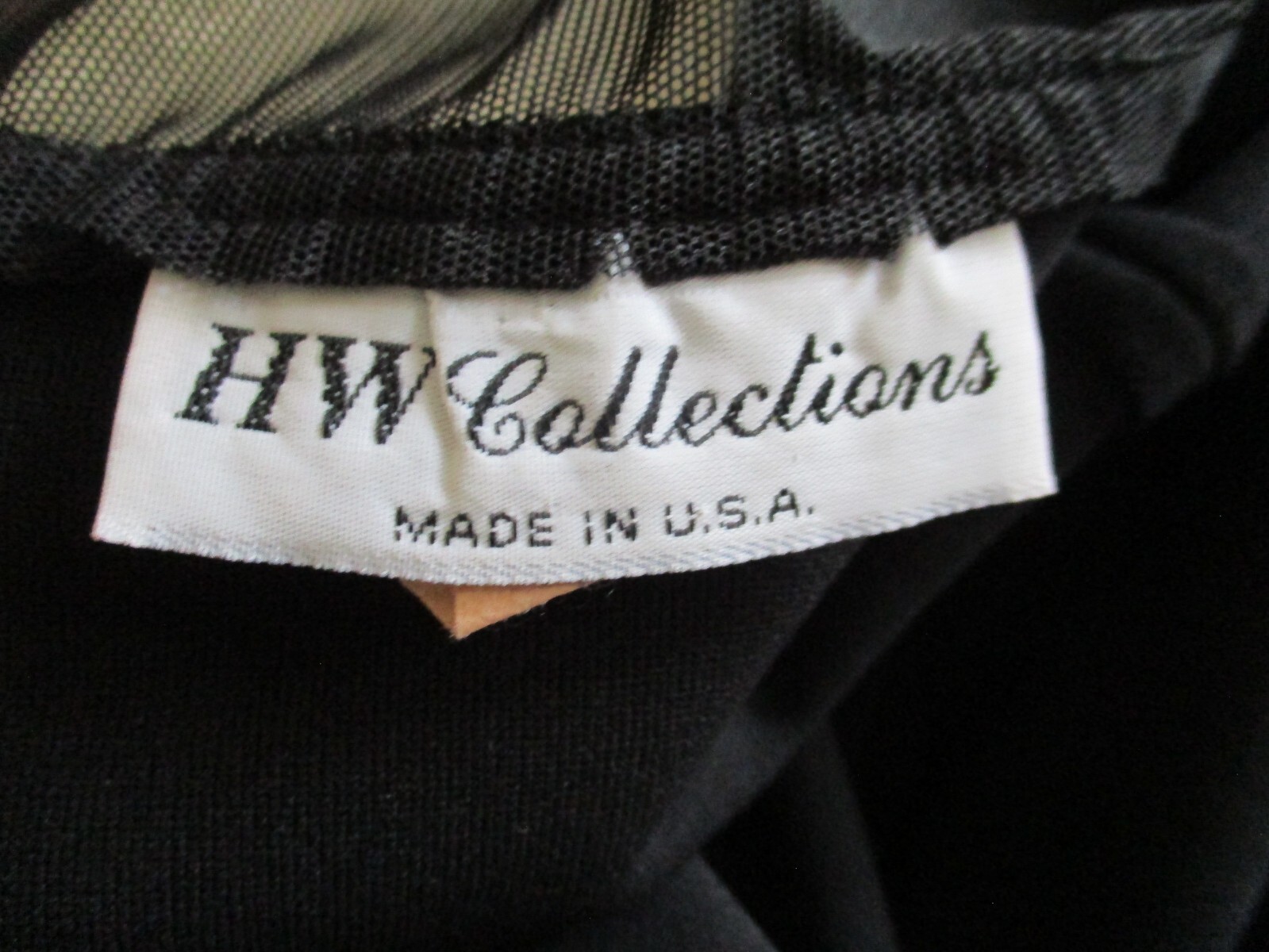 Vtg 80s HW Collection Black Bodycon Dress S Women Crystal Studded Illusion Top