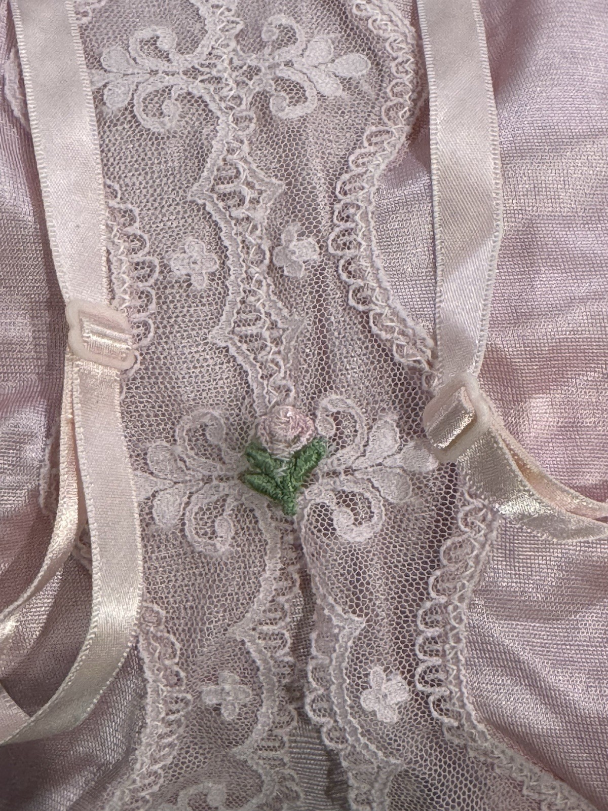 VTG MAIDENFORM Camisole Tank Top Slip Pink Satin Lace Bodice ILGWU SZ 32 Tag New