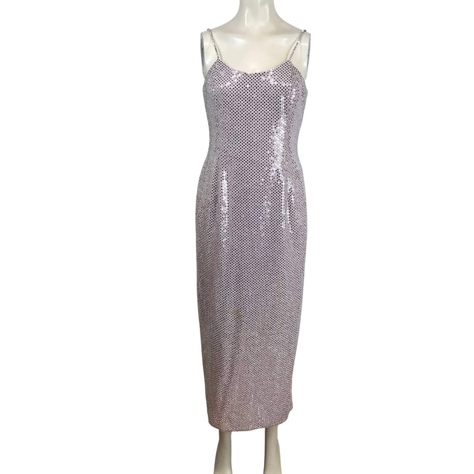 Scott McClintock VintageSequin Maxi Dress Rhinestone Straps Sz 6 Petite
