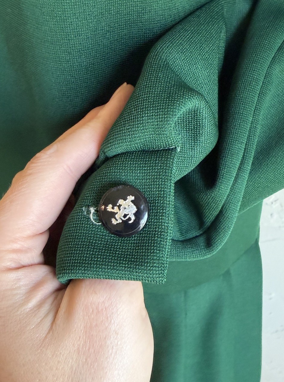 Vintage 60s 70s First Edition Mod Drop Waist Pleated Dress 18 Green Preppy Retro