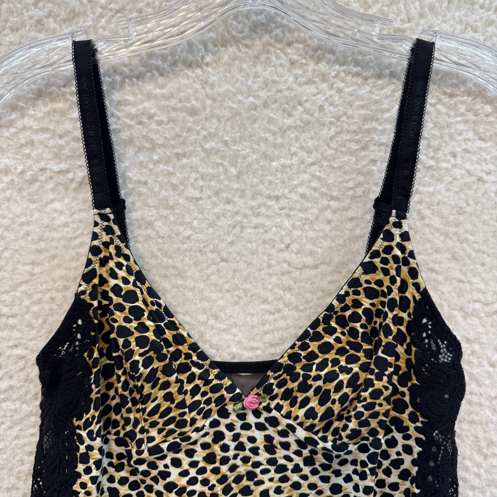 Y2K Vintage Dolce & Gabbana Mini Slip Dress XS Black Leopard Cheetah Sheer Mesh