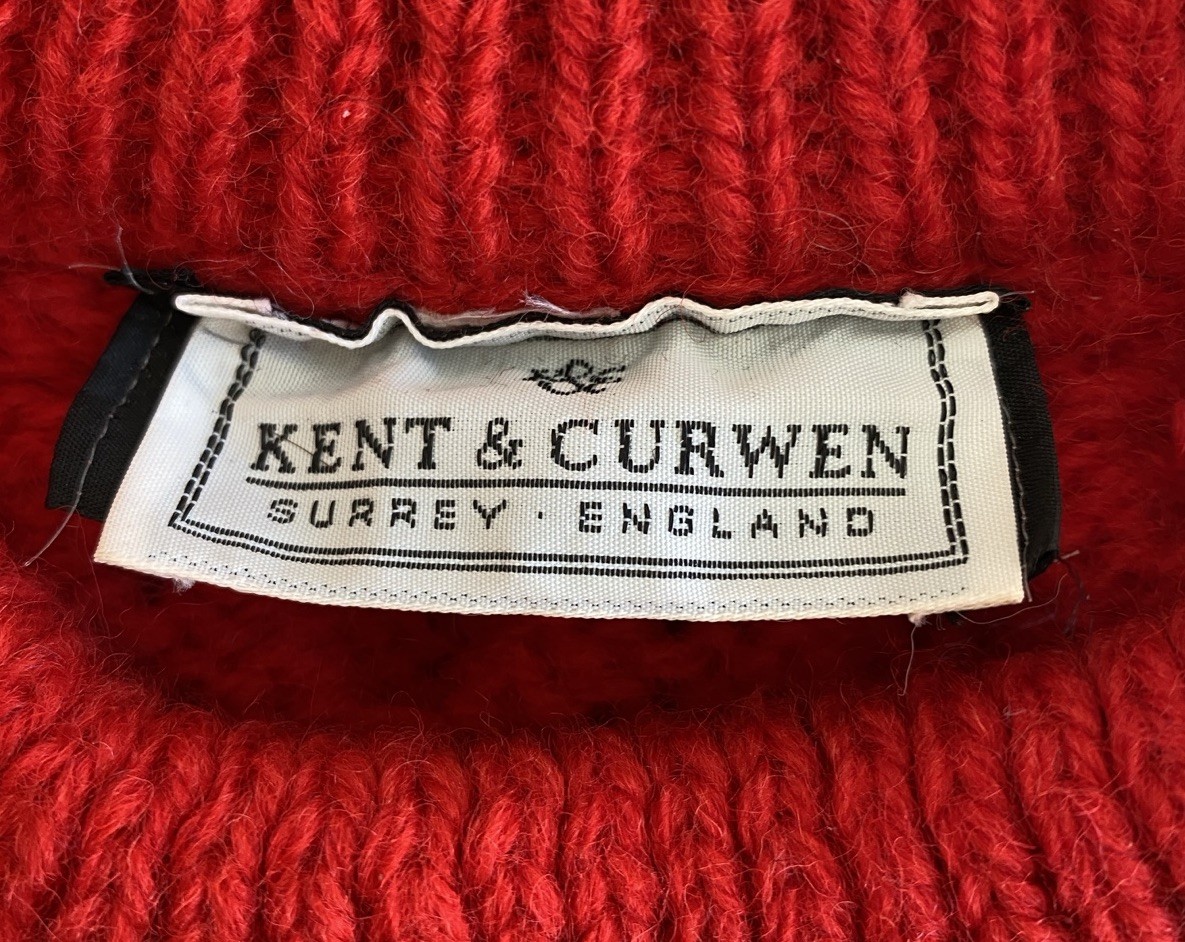 Vintage Kent & Curwen M 100% Pure New Wool Cable Knit Sweater Red Holiday