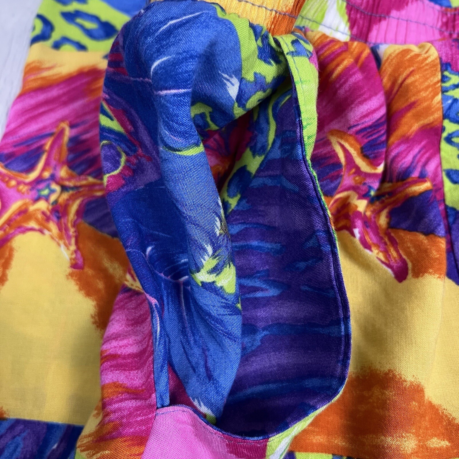 Vintage Sea Suns Neon Bright Floral Tropical Leopard Beach Pants & Top Set XL