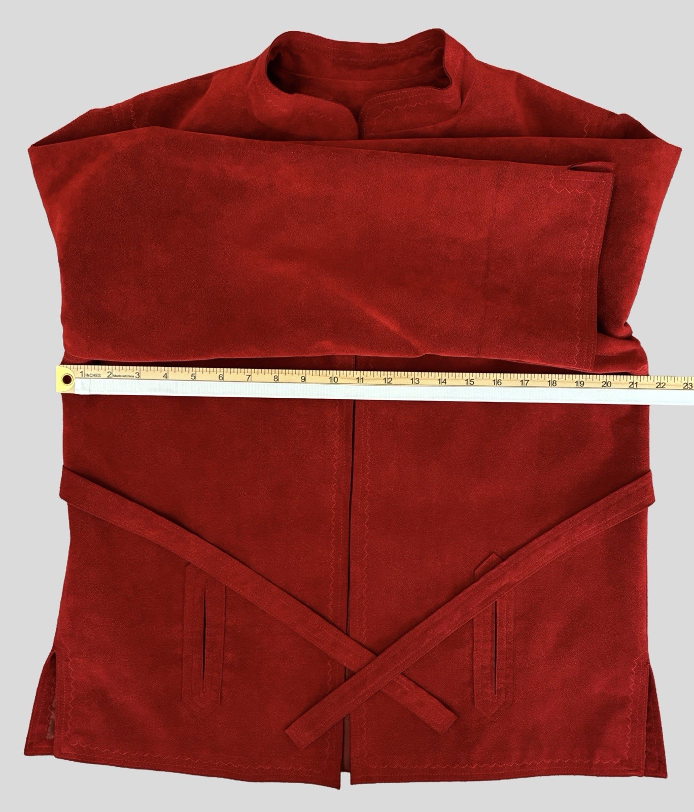 VTG Ultra Suede Brick Red Tie Waist Jacket 60s/70’s Women’s L Easy Casual Retro