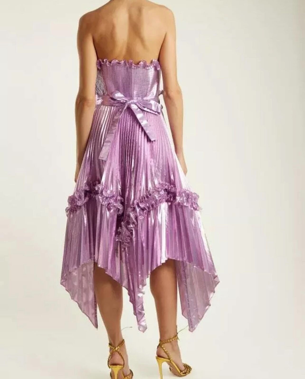 Zandra Rhodes Dress Purple Metallic Pleated Party Dress Reissued Pat Cleveland