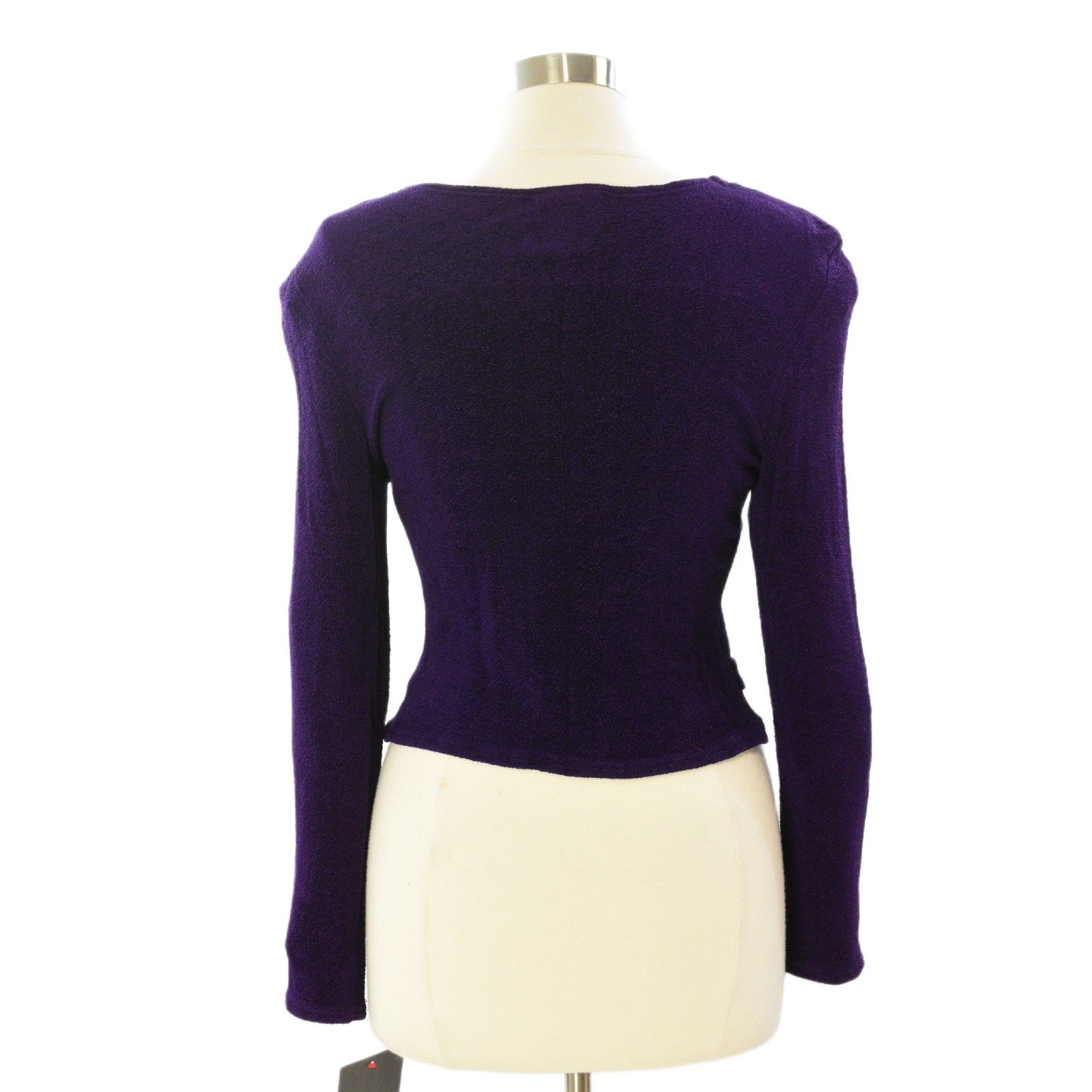 Y2K Vintage Joseph Ribkoff Purple Textured Knit Top Womens 10 Long Sleeve Fitted