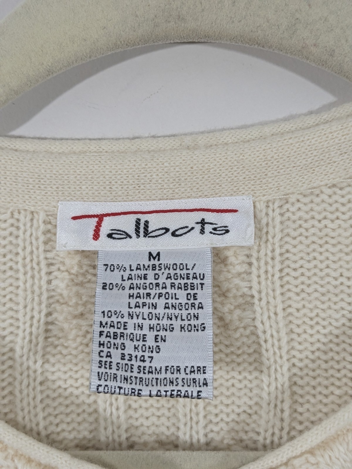 Vintage 80s Lambswool Angora Wool Ivory Cardigan Pearl Buttons Dainty Feminine