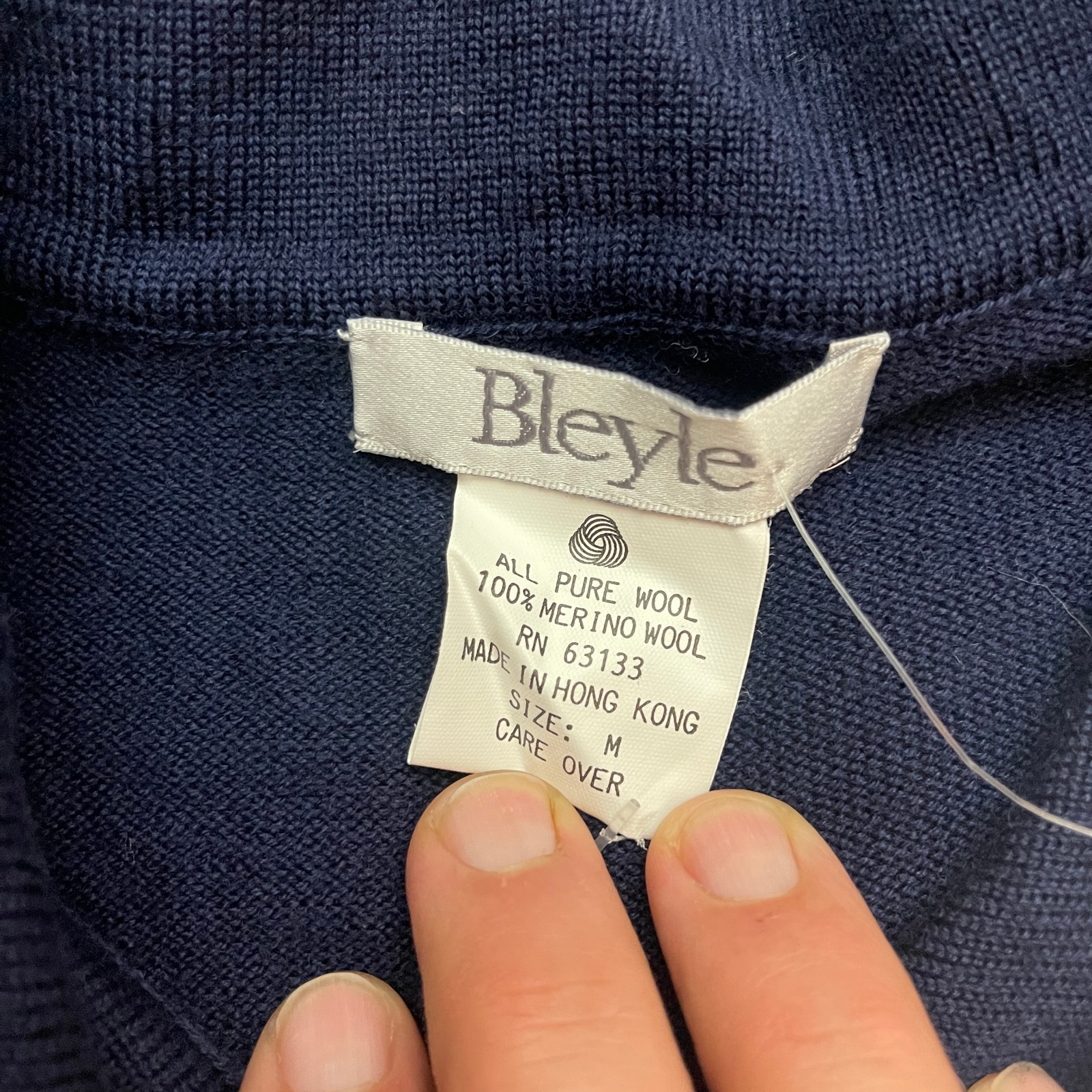 Vintage Bleyle 100% Merino Wool Knit Sweater Button Size Medium Hong Kong