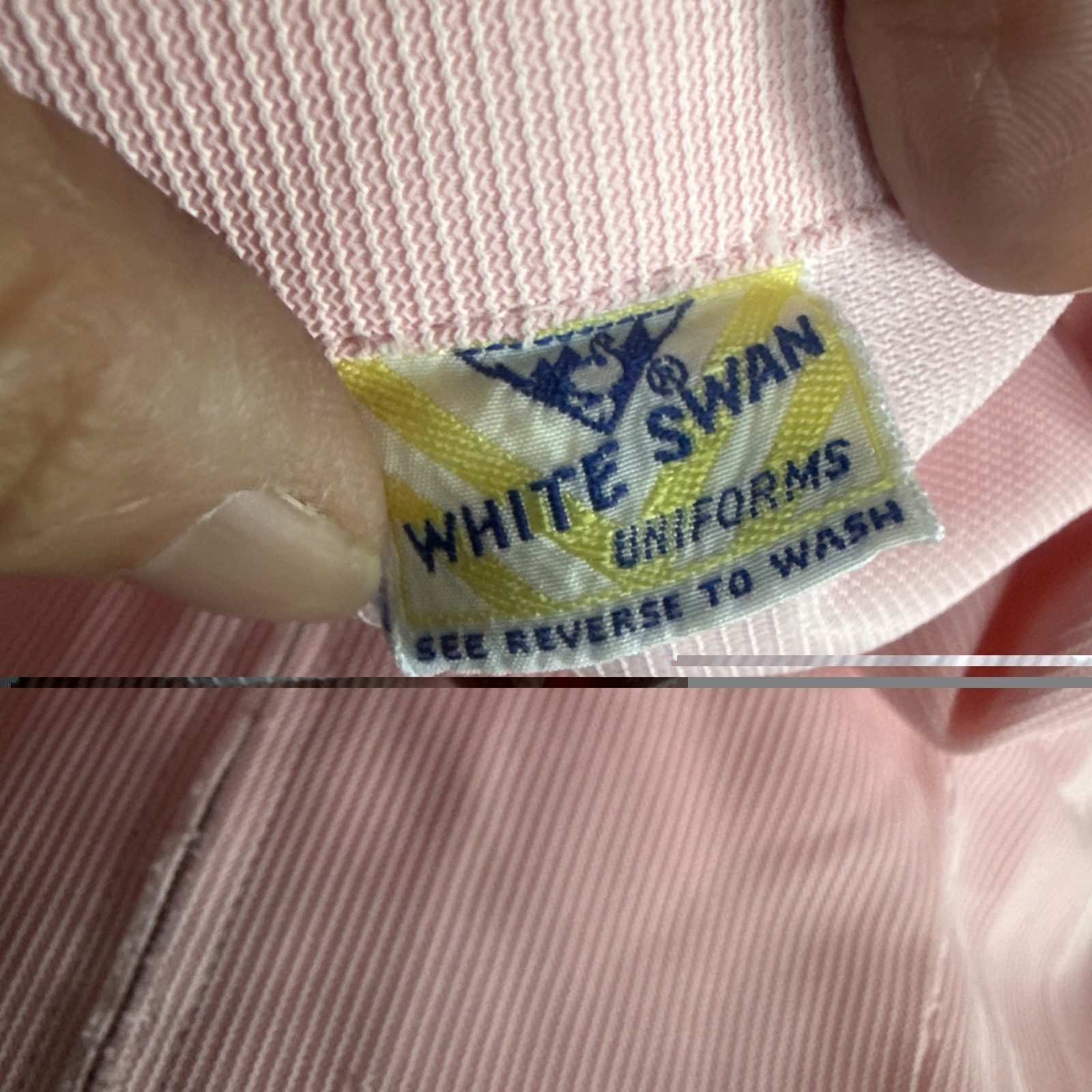 Vintage White Swan Uniform Pink Dress Size L Collar
