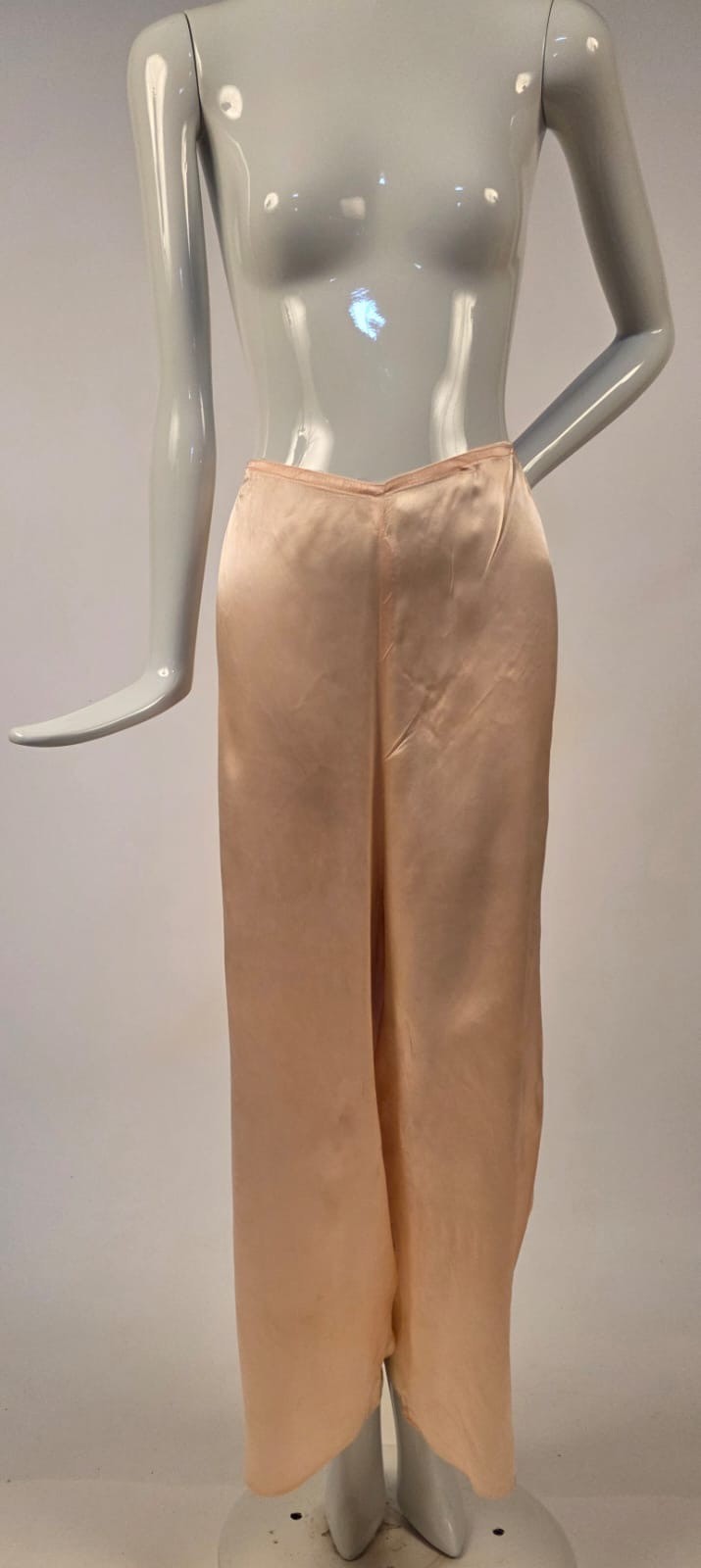 VINTAGE 1930’S RAYON SATIN WIDE LEG LOUNGING PANTS W ELASTIC TOP