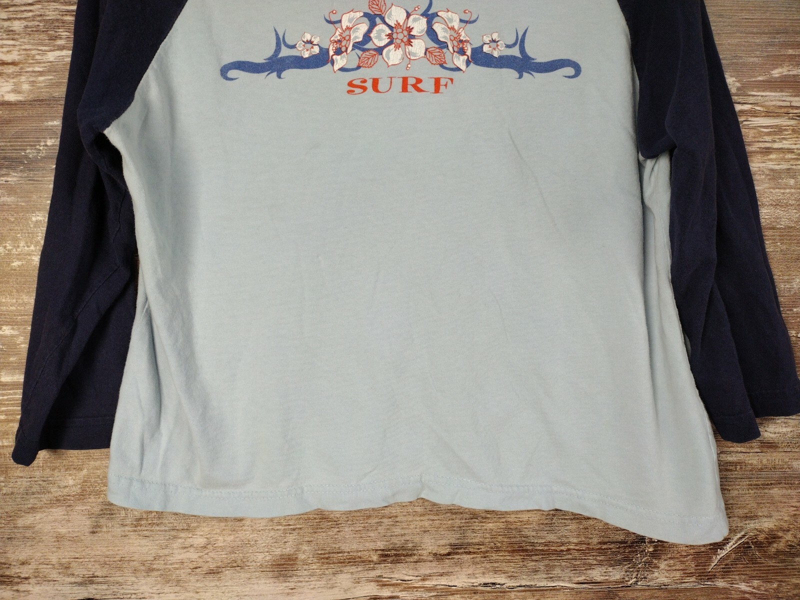 Y2K Womens RagDoll Crop Jersey Shirt Surf Hibiscus Flowers #54 MED USA Made VTG