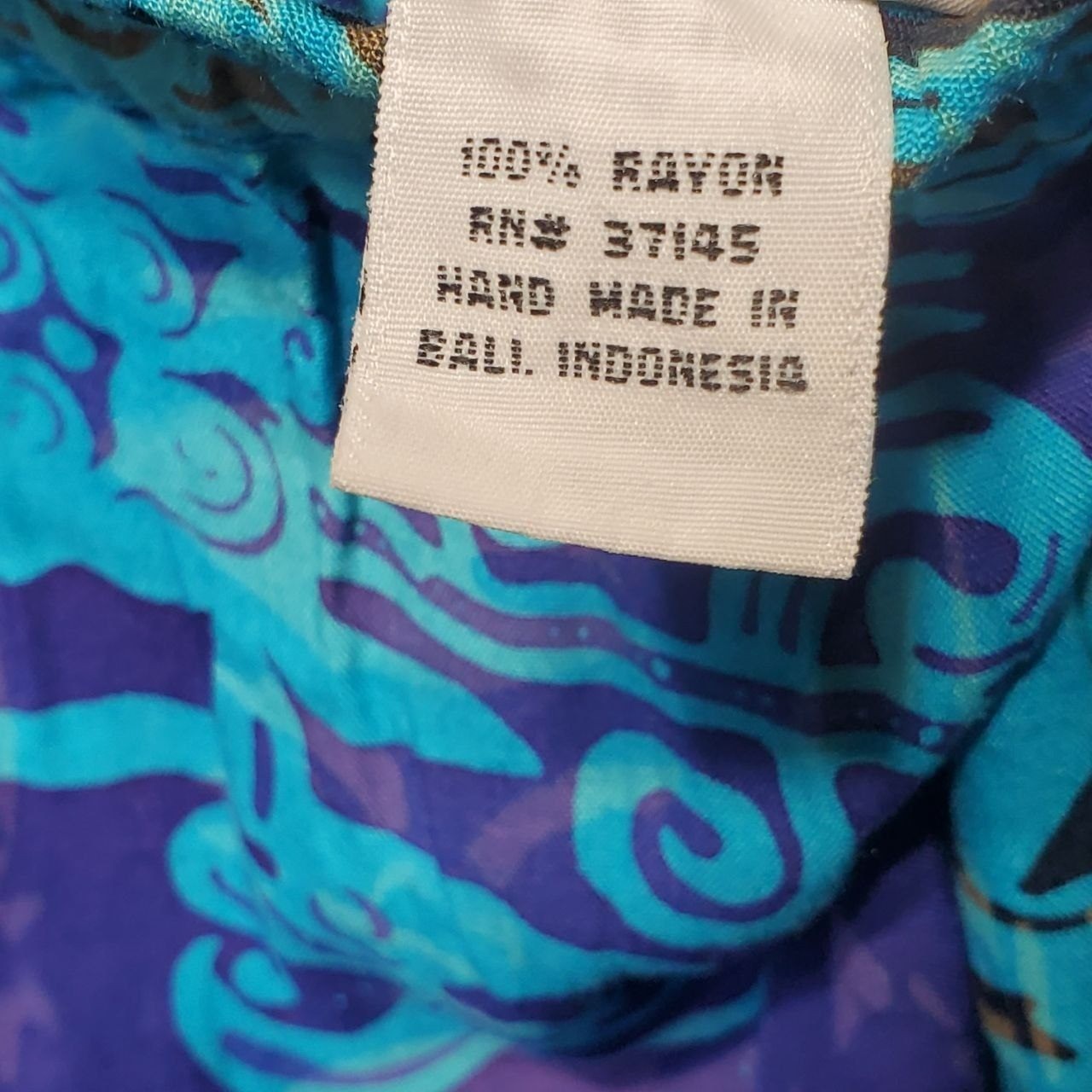 Vintage Hilo Hattie Maxi Wrap Skirt Womens Medium Blue Patchwork Batik Elephant