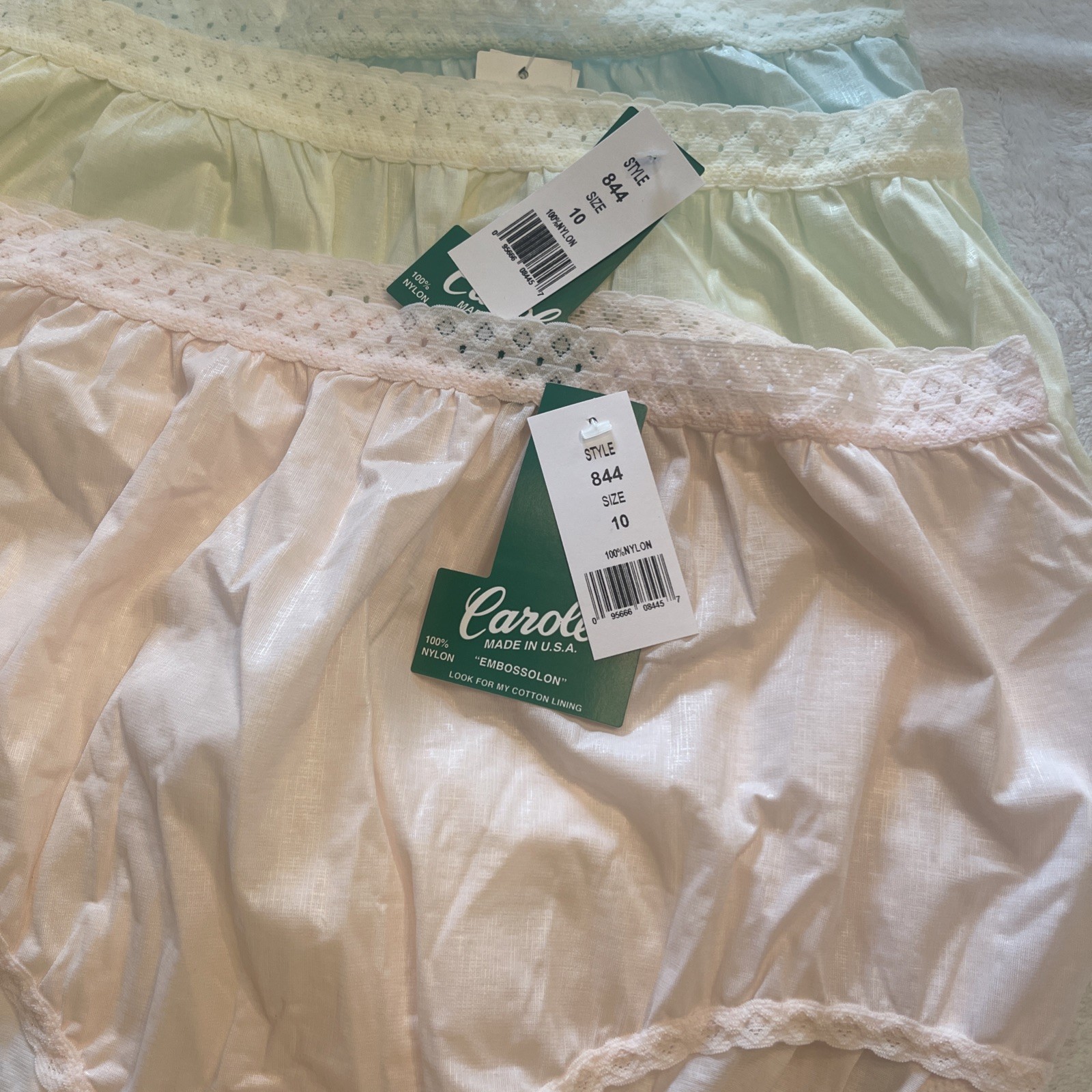 Carole Flattering Fit Undies Size 10 Nylon Brief 3 Pair Assorted Colors 844