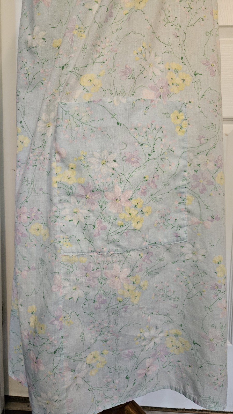 Vintage Blue Purple Yellow Floral 60s Cotton Nightgown Size Medium