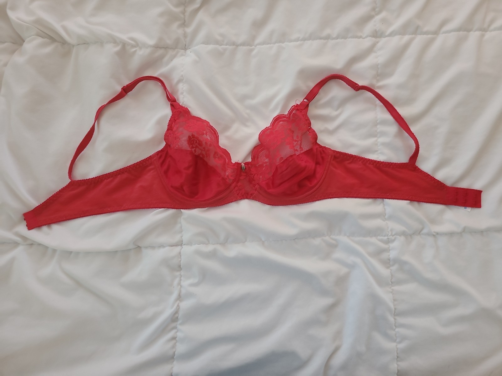 VTG Maidenform Chantilly Bra 36B Red Nylon & Lace Unlined Underwire Style 7329