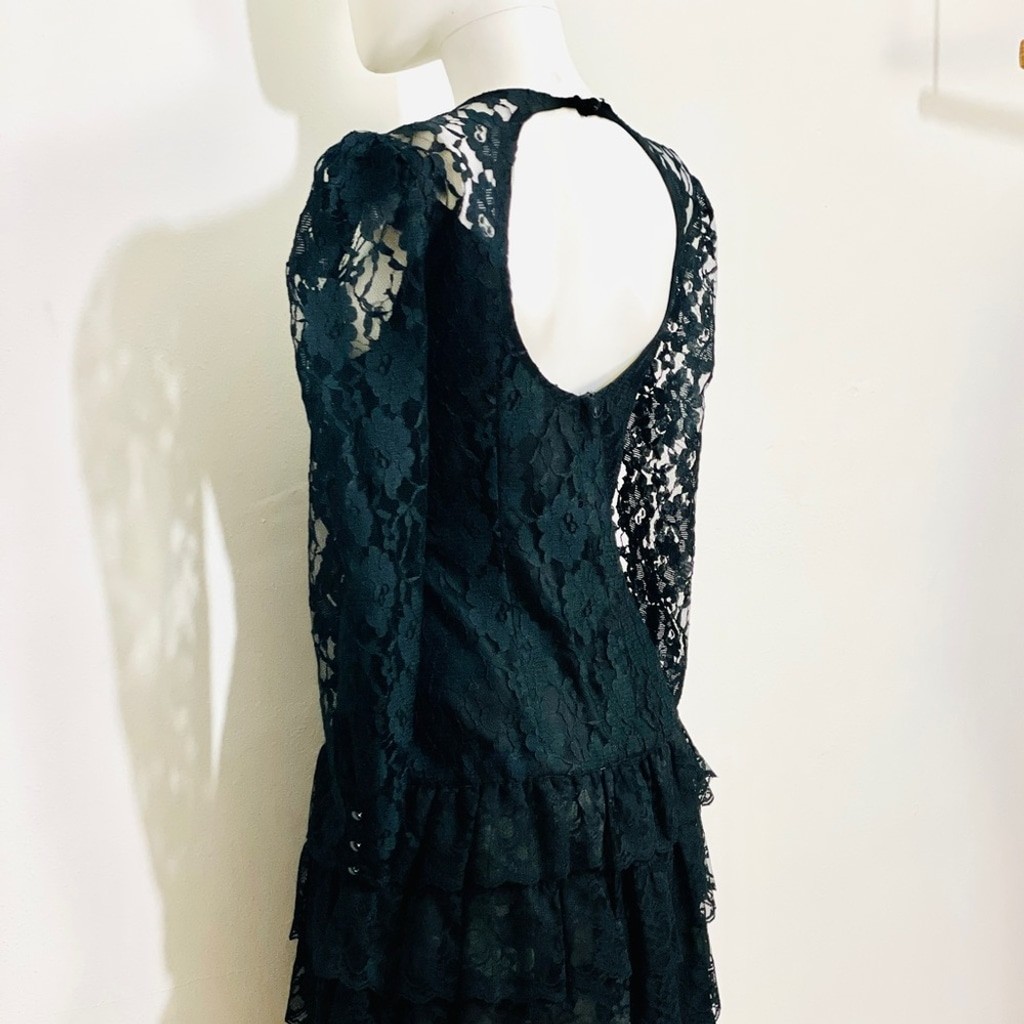 Wednesday Dresses Collections / Beene Black Lace Dress with ruffles